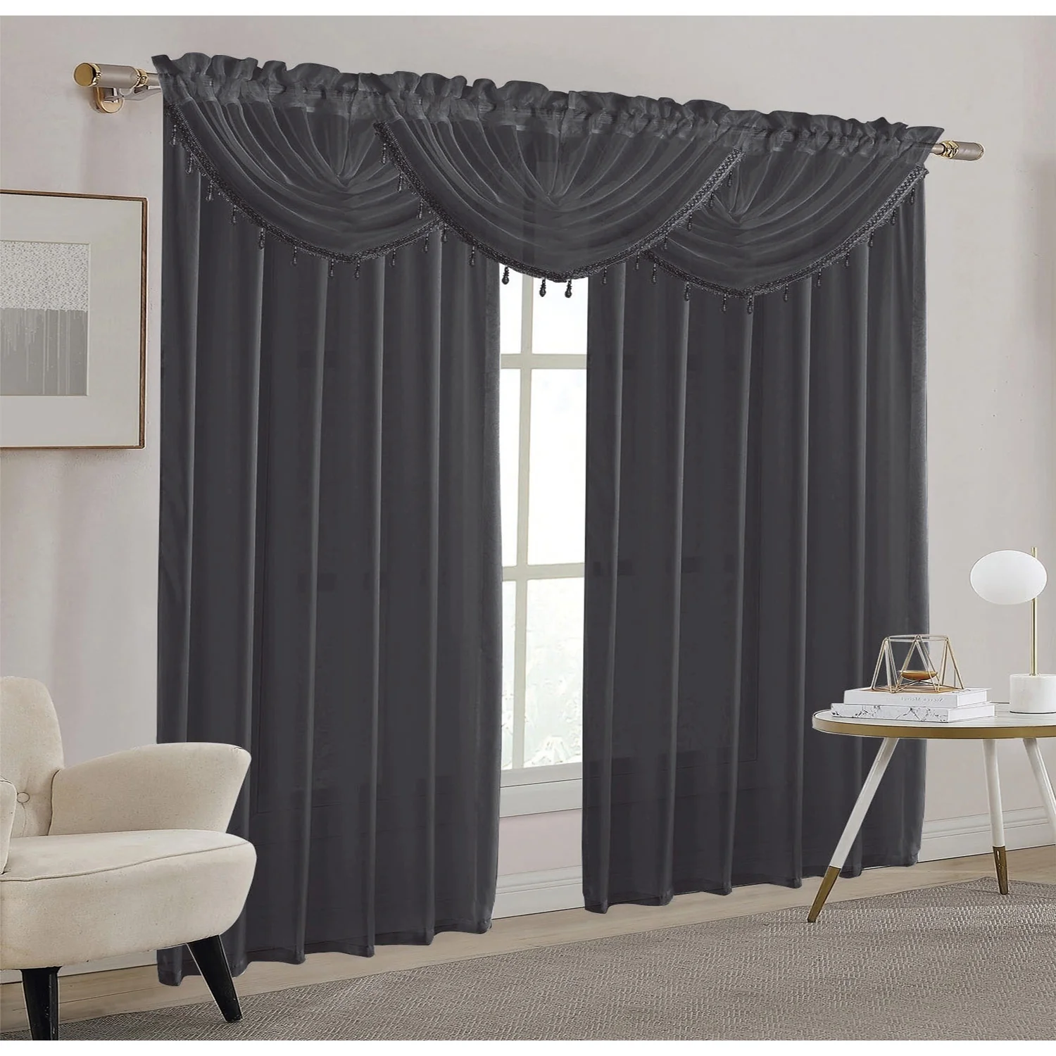 Sheila Sheer Rod Pocket Window Valance and Panel Treatments, All Sold Separately - Image 35