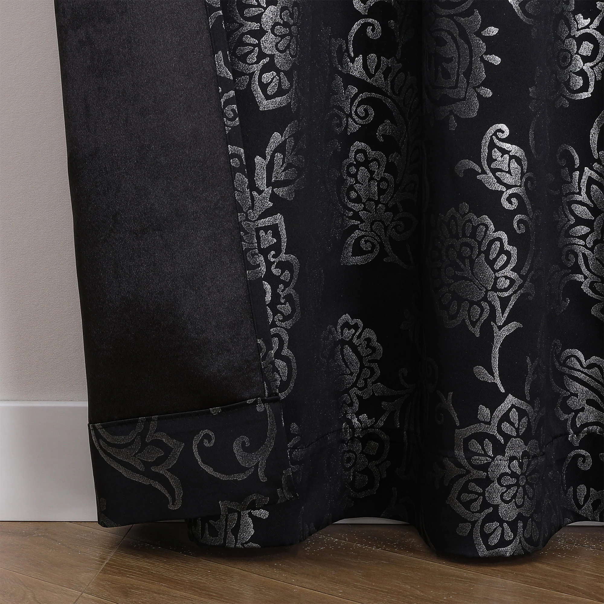 Silas Damask Metallic Grommet Room Darkening Window Panel, 52x84 Inches - Image 9