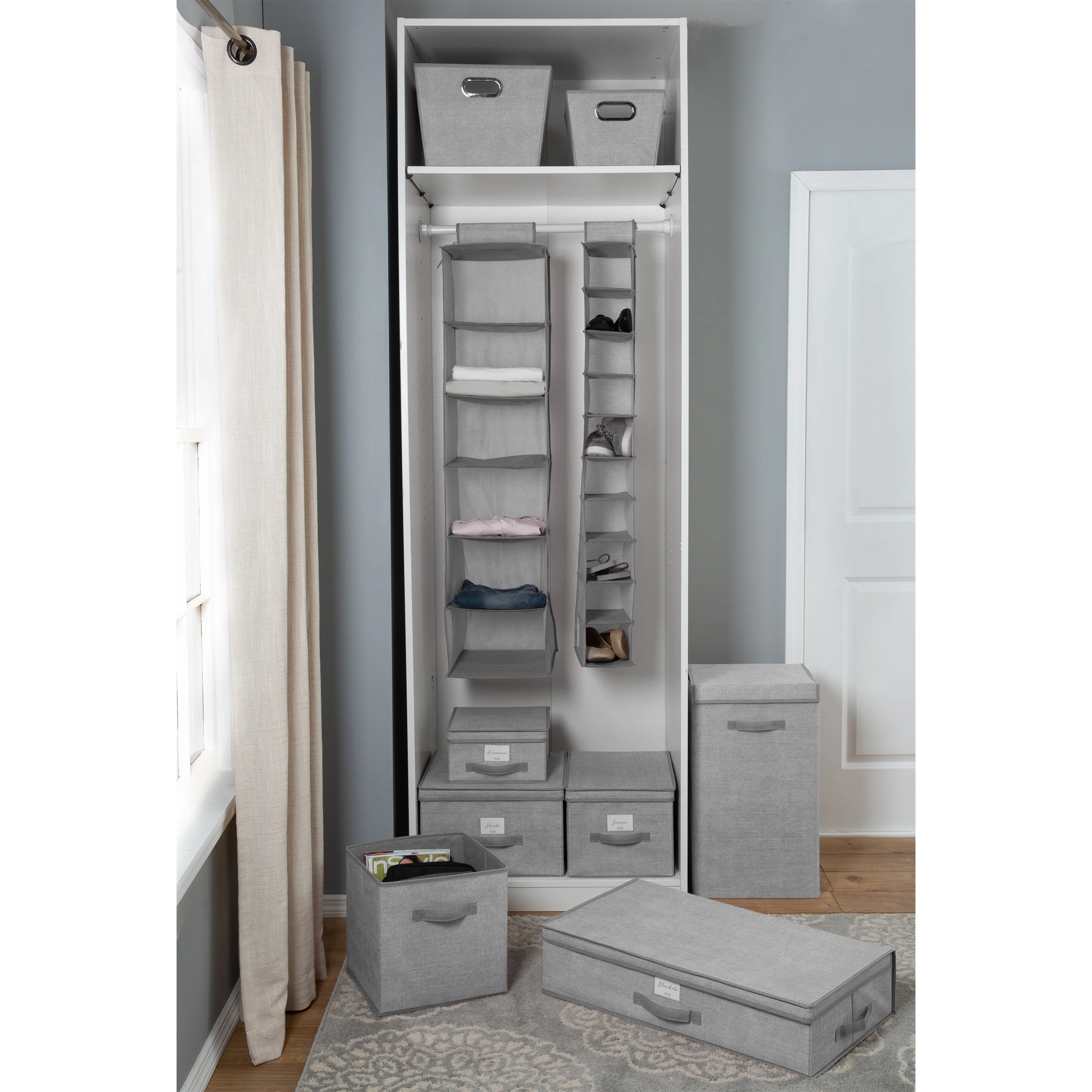 Simplify 12 Pair Under the Bed Shoe Storage Box in Heather Grey - Image 4