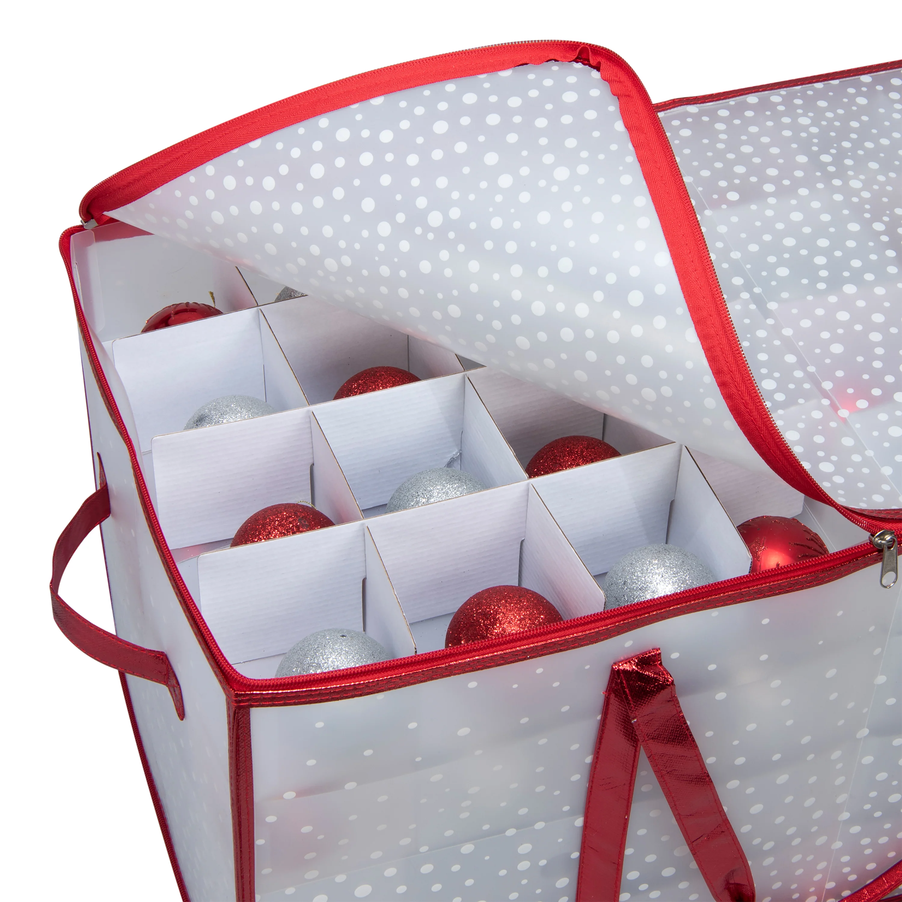 Simplify 128 Count Ornament Storage Organizer in Red - Image 2