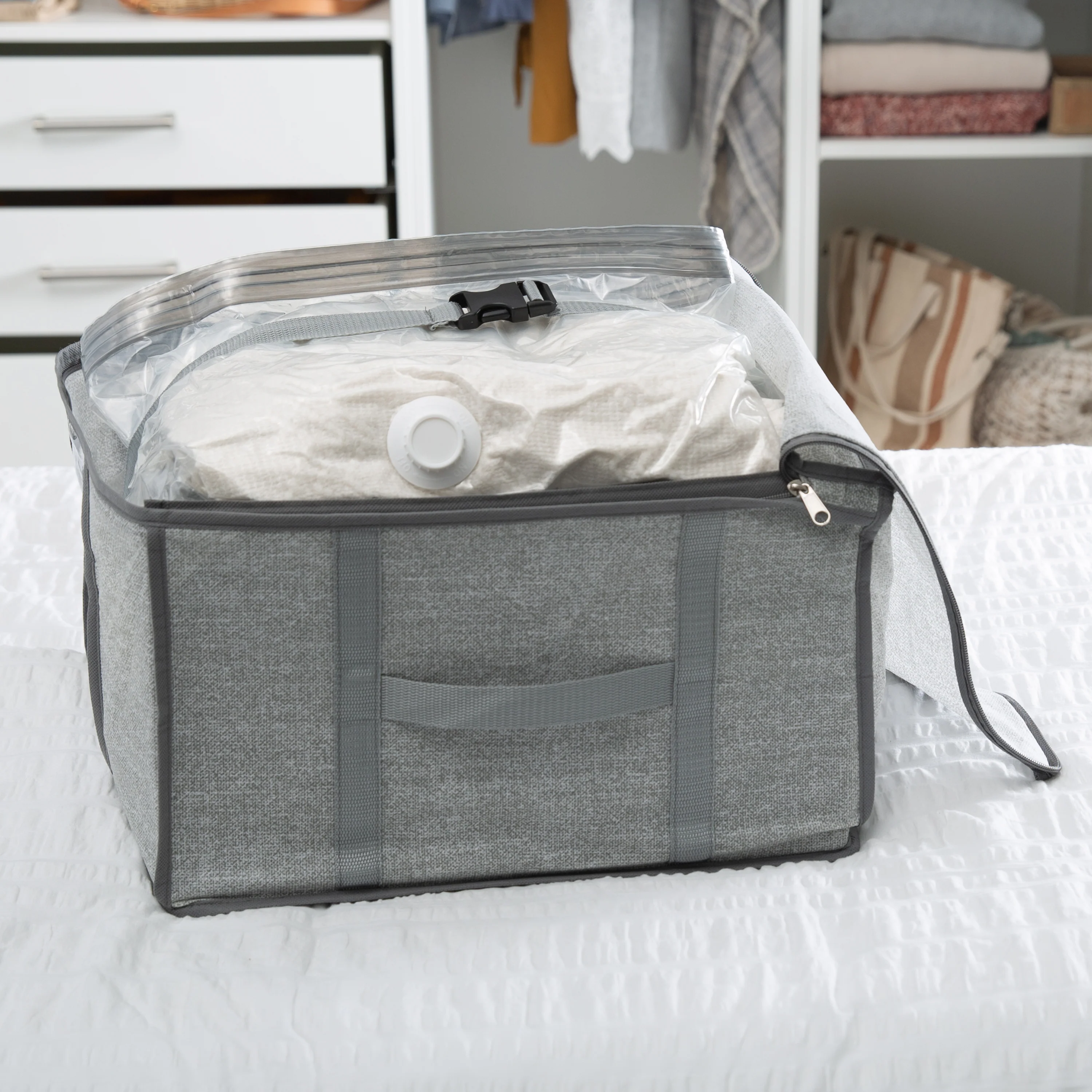 Simplify 2-in-1 Vacuum Storage Bag & Tote in Heather Grey - Image 4