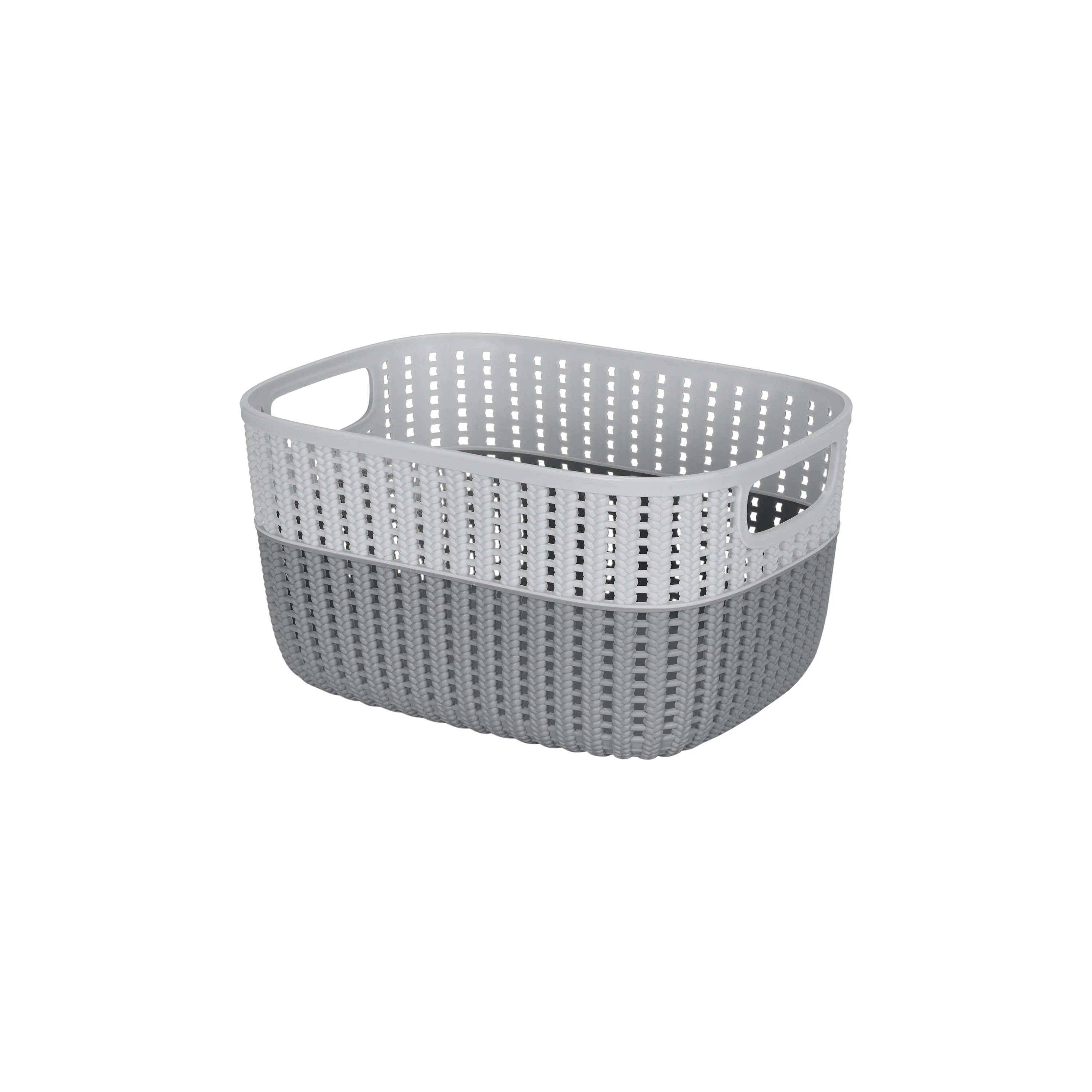 Simplify 2-Tone Decorative Medium Storage Basket in Grey