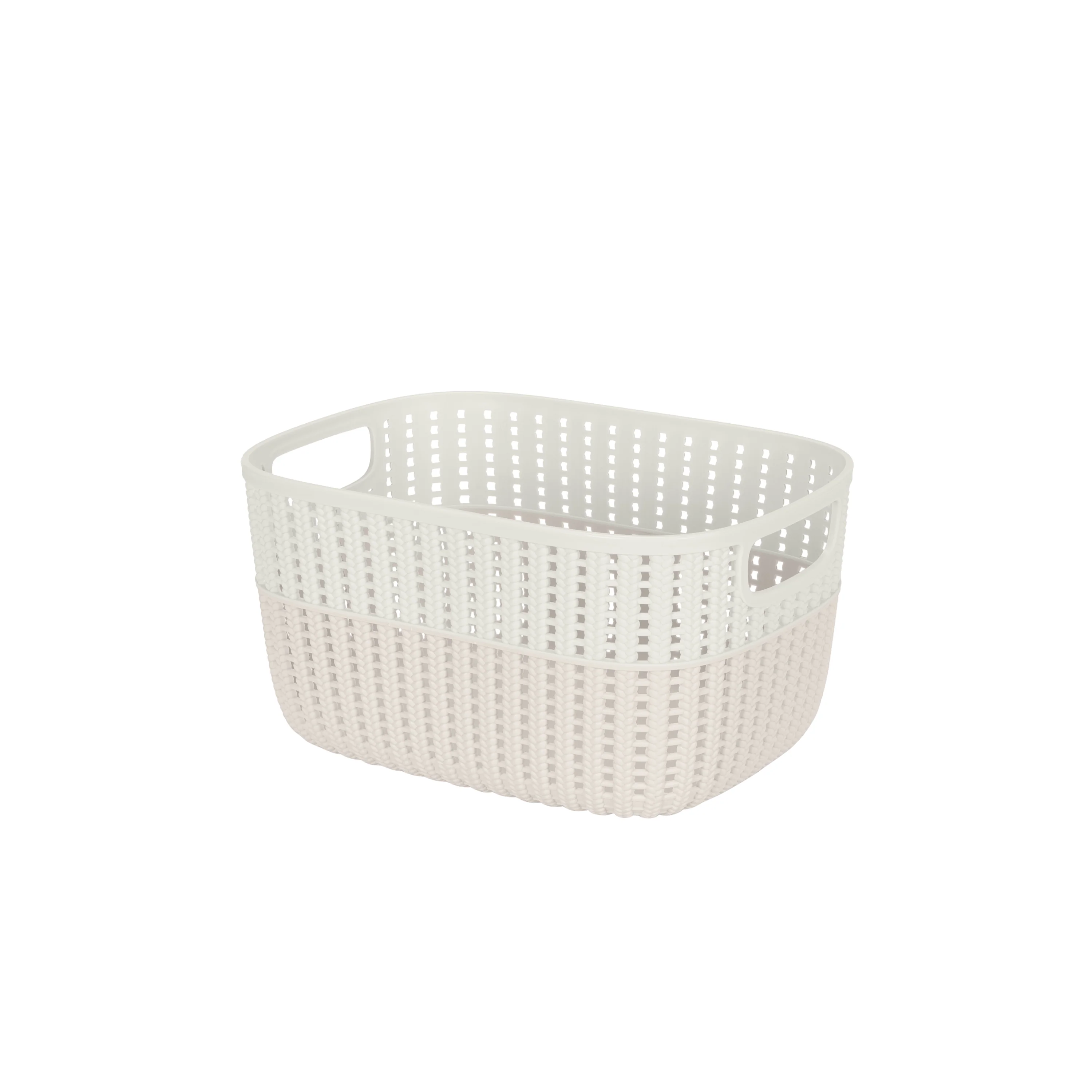 Simplify 2-Tone Decorative Medium Storage Basket in Ivory