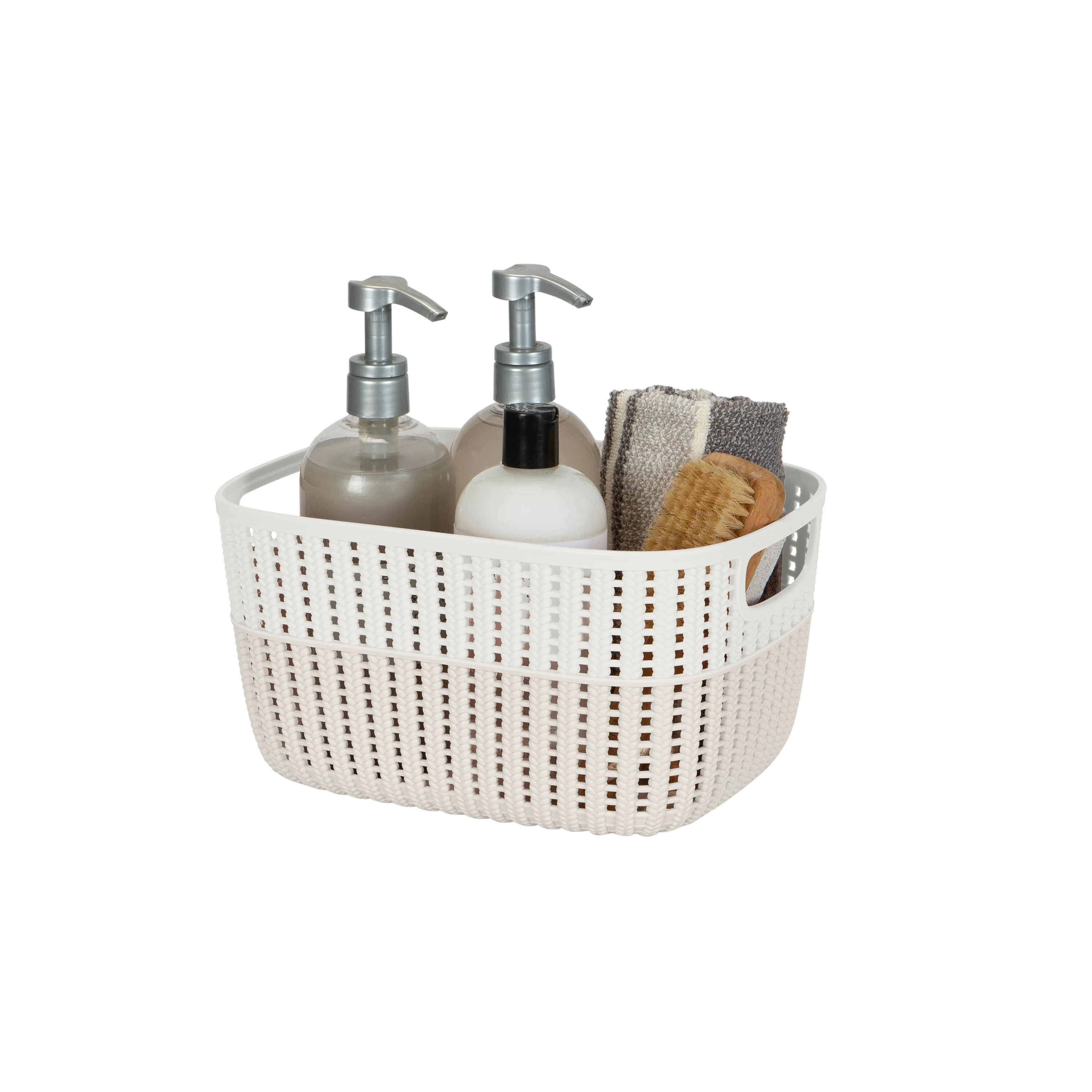 Simplify 2-Tone Decorative Medium Storage Basket in Ivory - Image 3