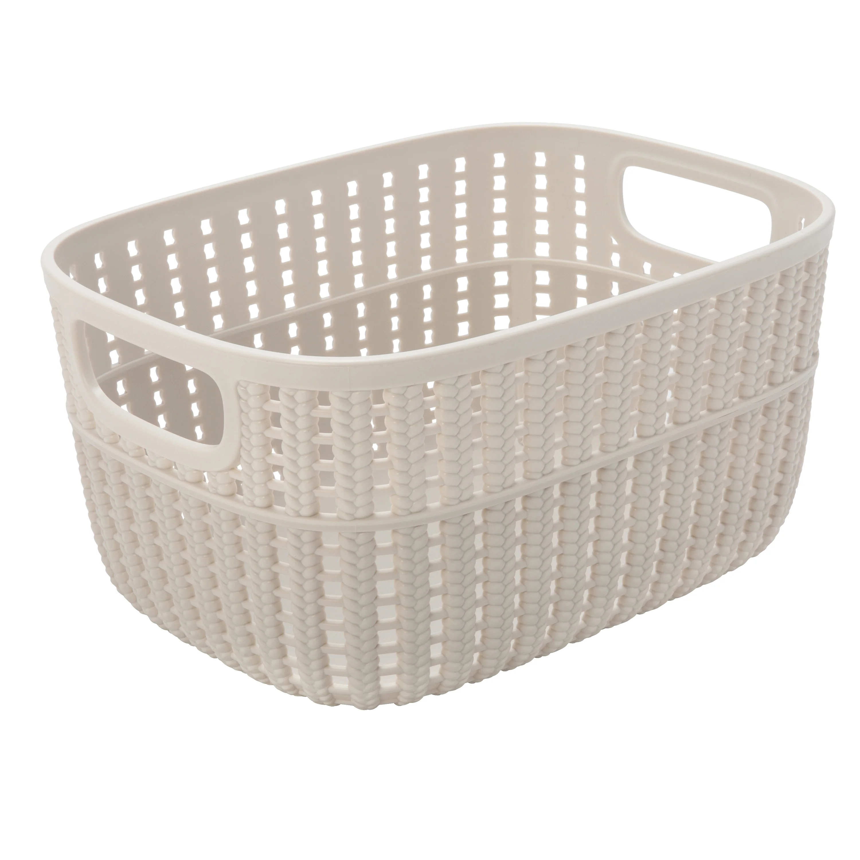 Simplify 2-Tone Decorative Small Storage Basket in Ivory