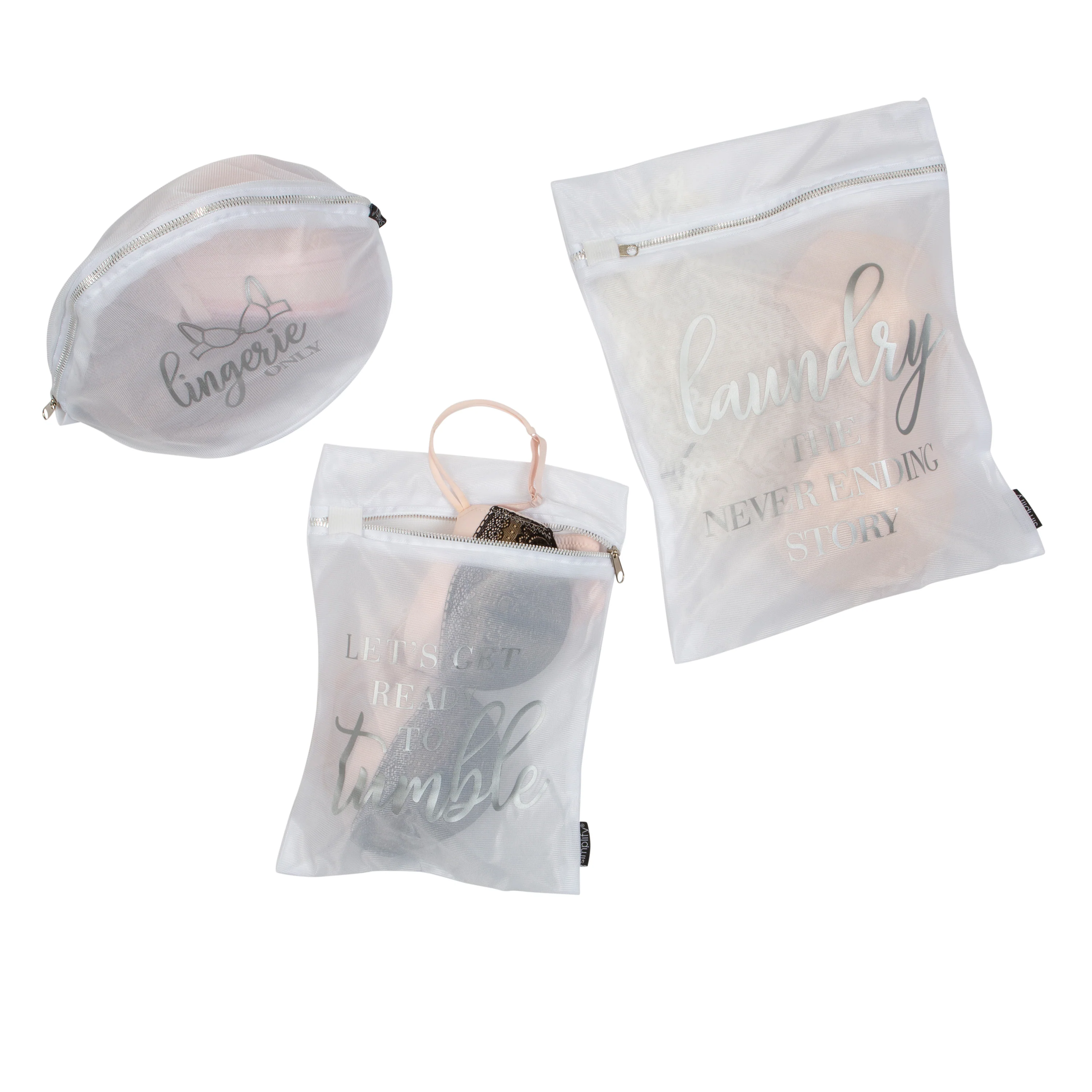 Simplify 3 Piece Printed Wash Bag Set in Silver Print
