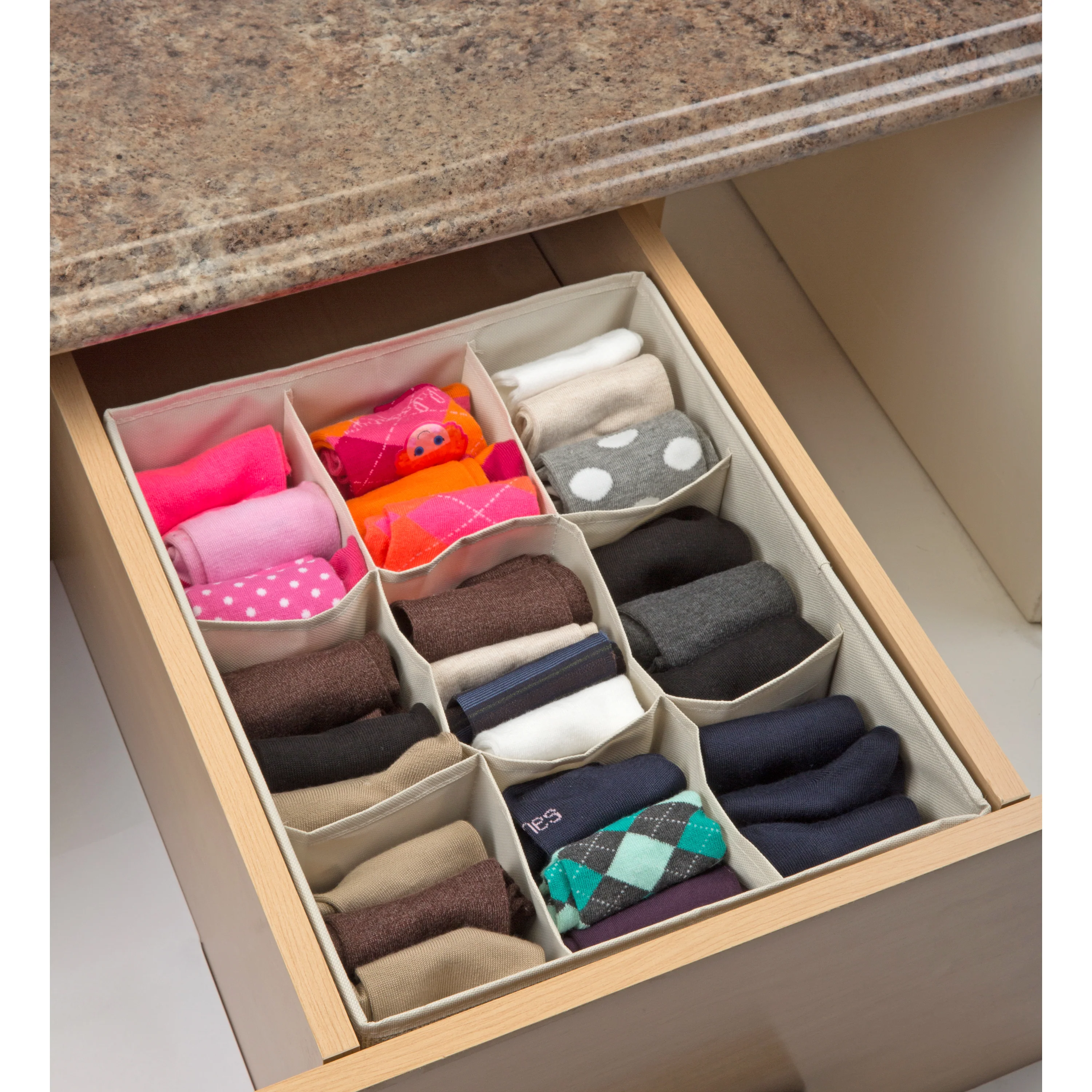 Simplify 9 Compartment Drawer Organizer in Faux Jute - Image 3