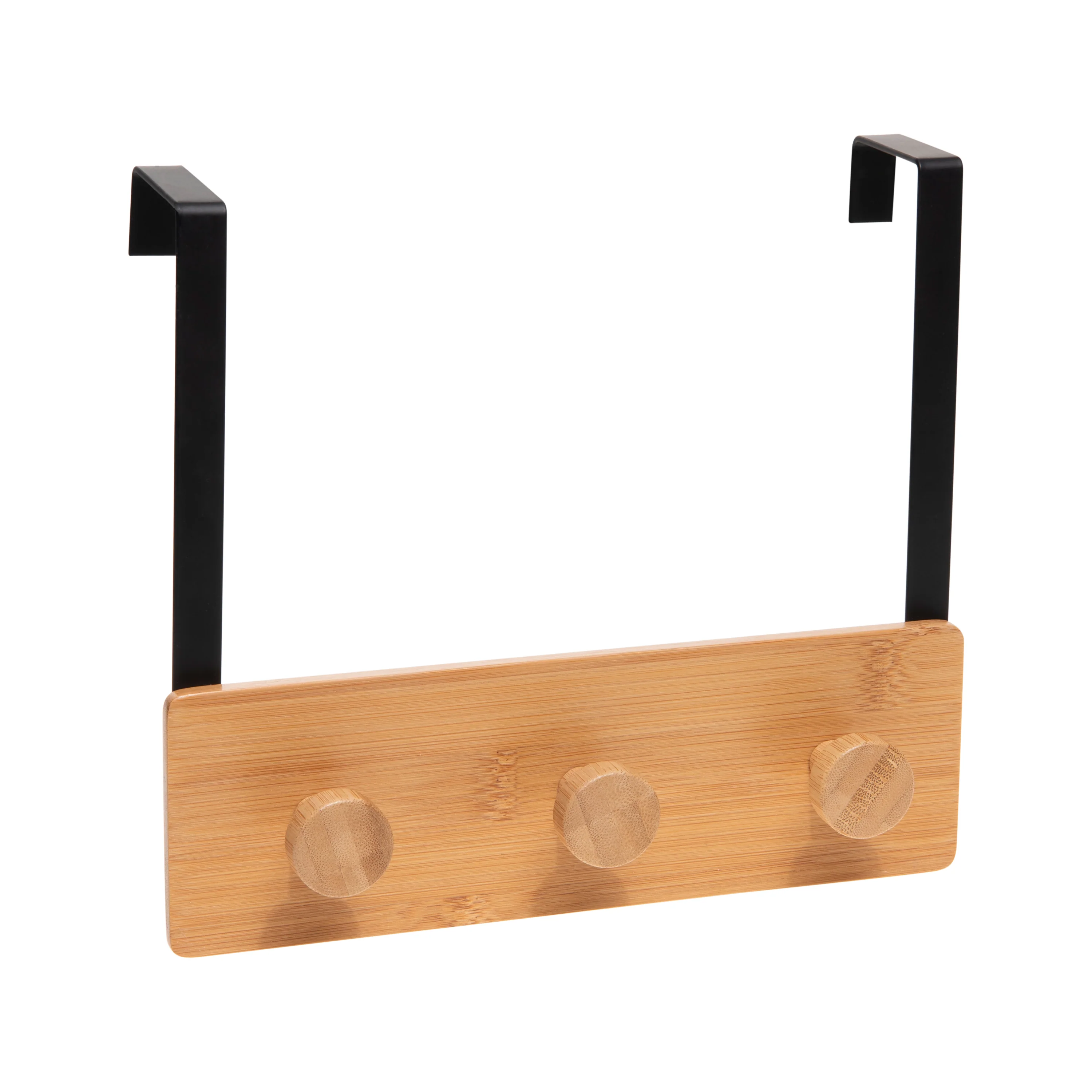 Simplify Bamboo Over the Door 3 Hook Rack, Black