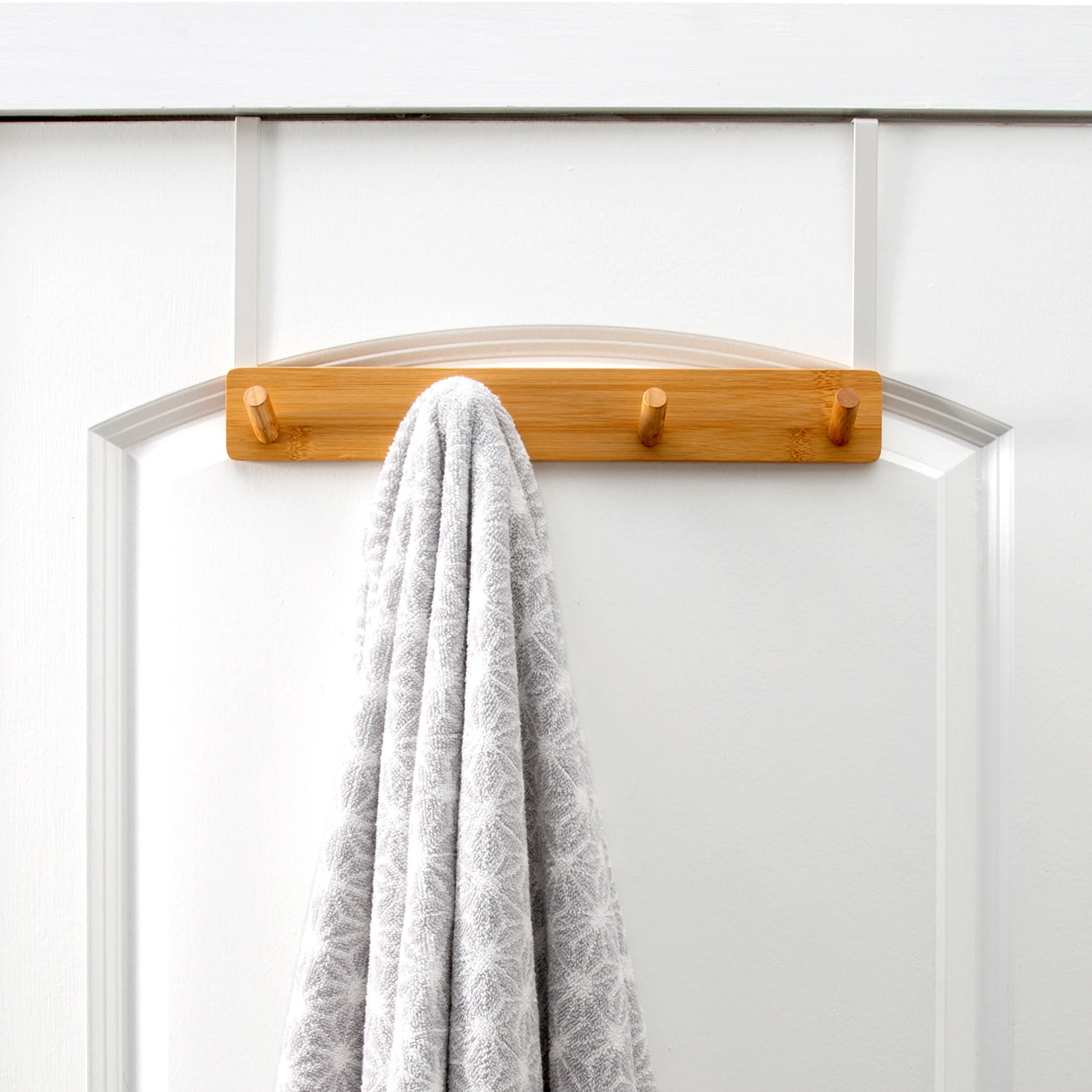 Simplify Bamboo Over the Door 4 Hook in White - Image 2