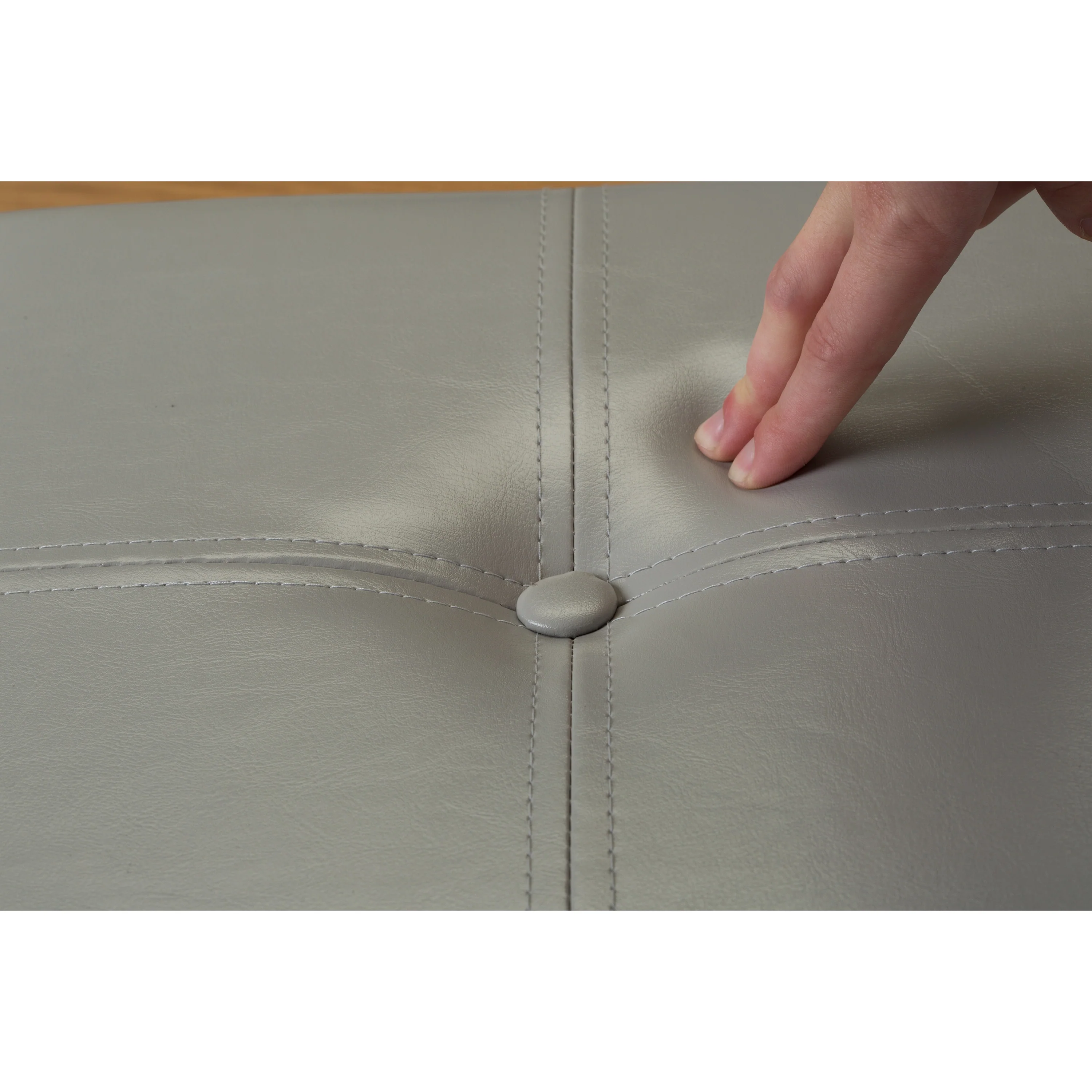 Simplify Faux Leather Folding Storage Ottoman Cube in Grey - Image 3