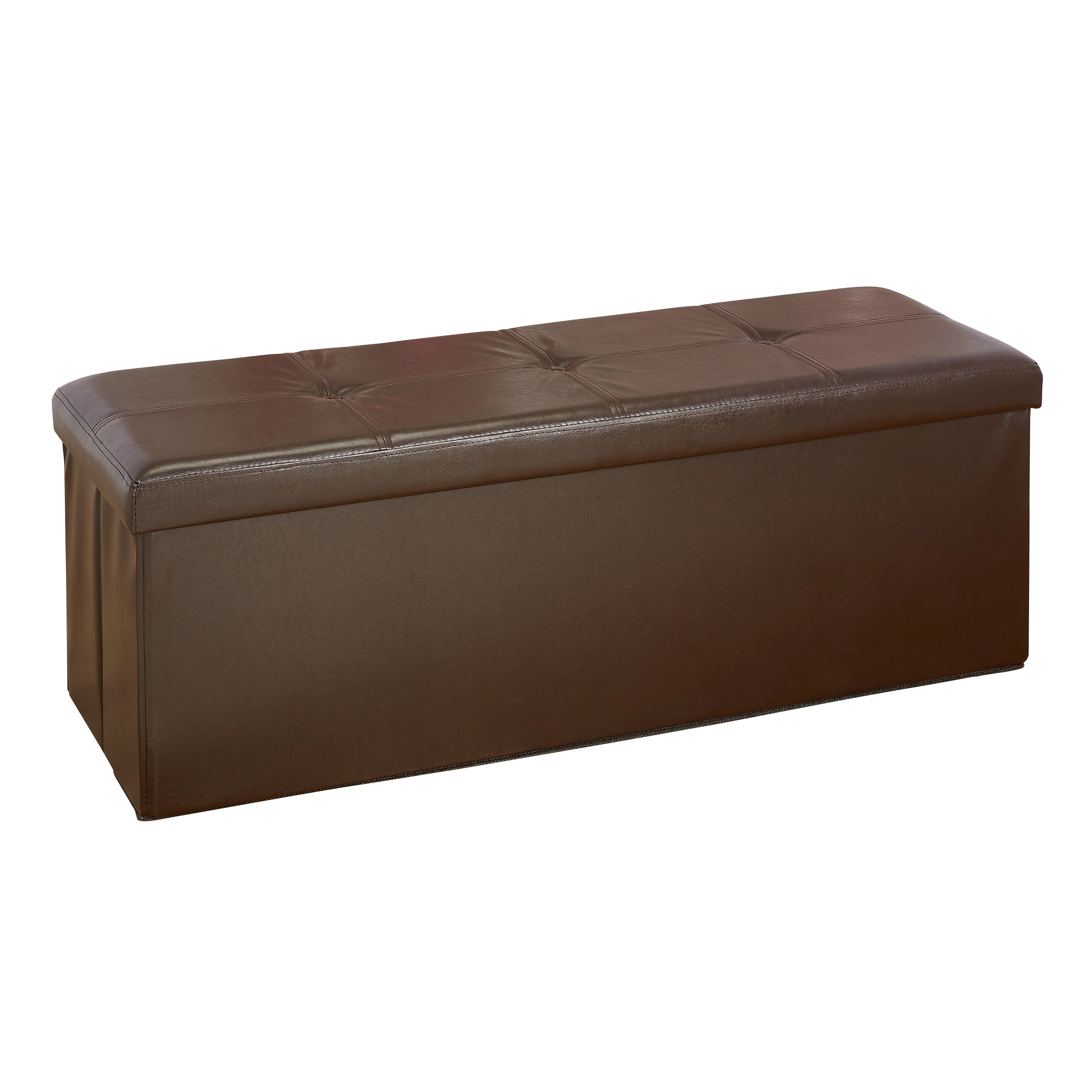 Simplify Faux Leather Triple Folding Storage Ottoman in Chocolate