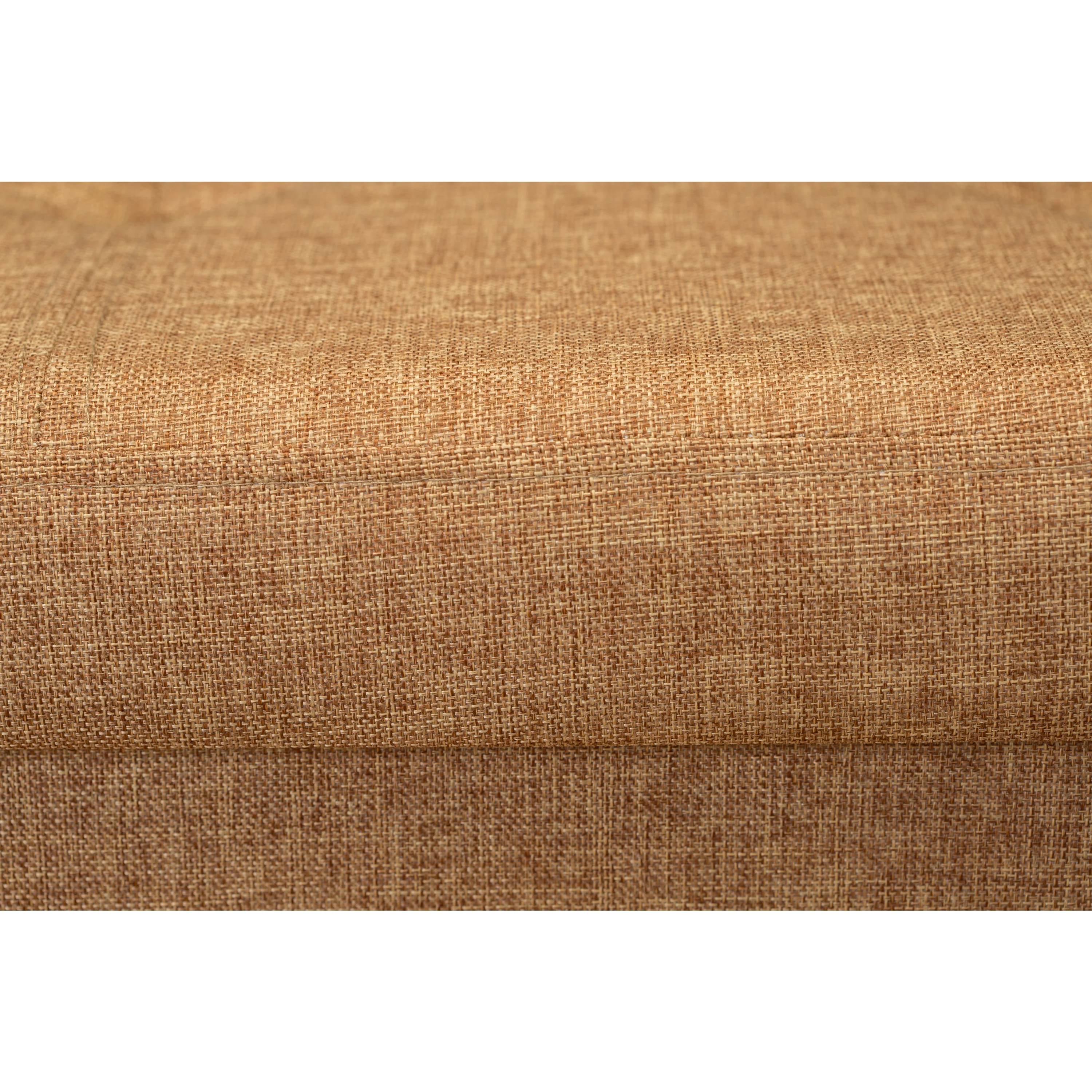 Simplify Faux Linen Double Folding Storage Ottoman in Camel - Image 4