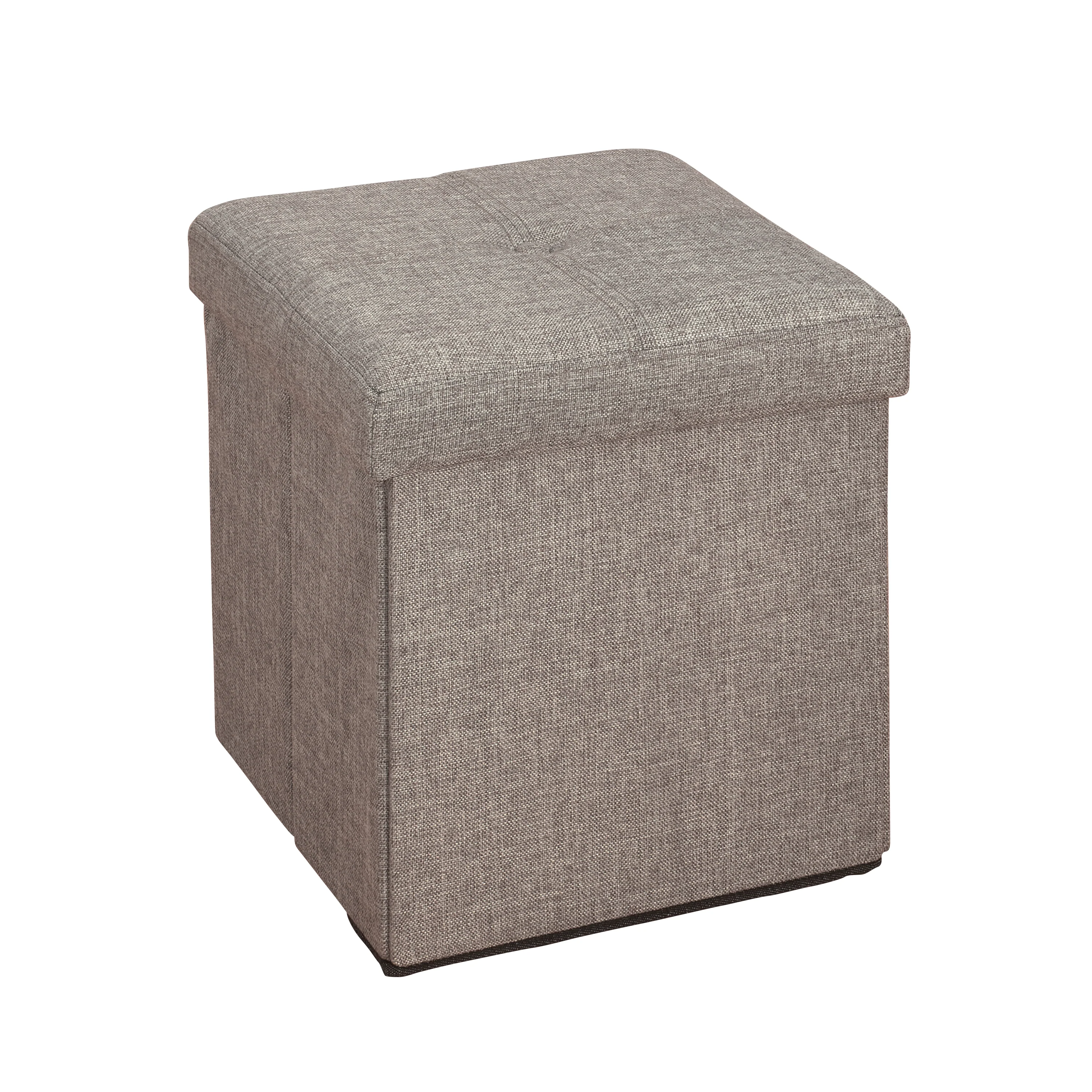 Simplify Faux Linen Folding Storage Ottoman Cube in Grey