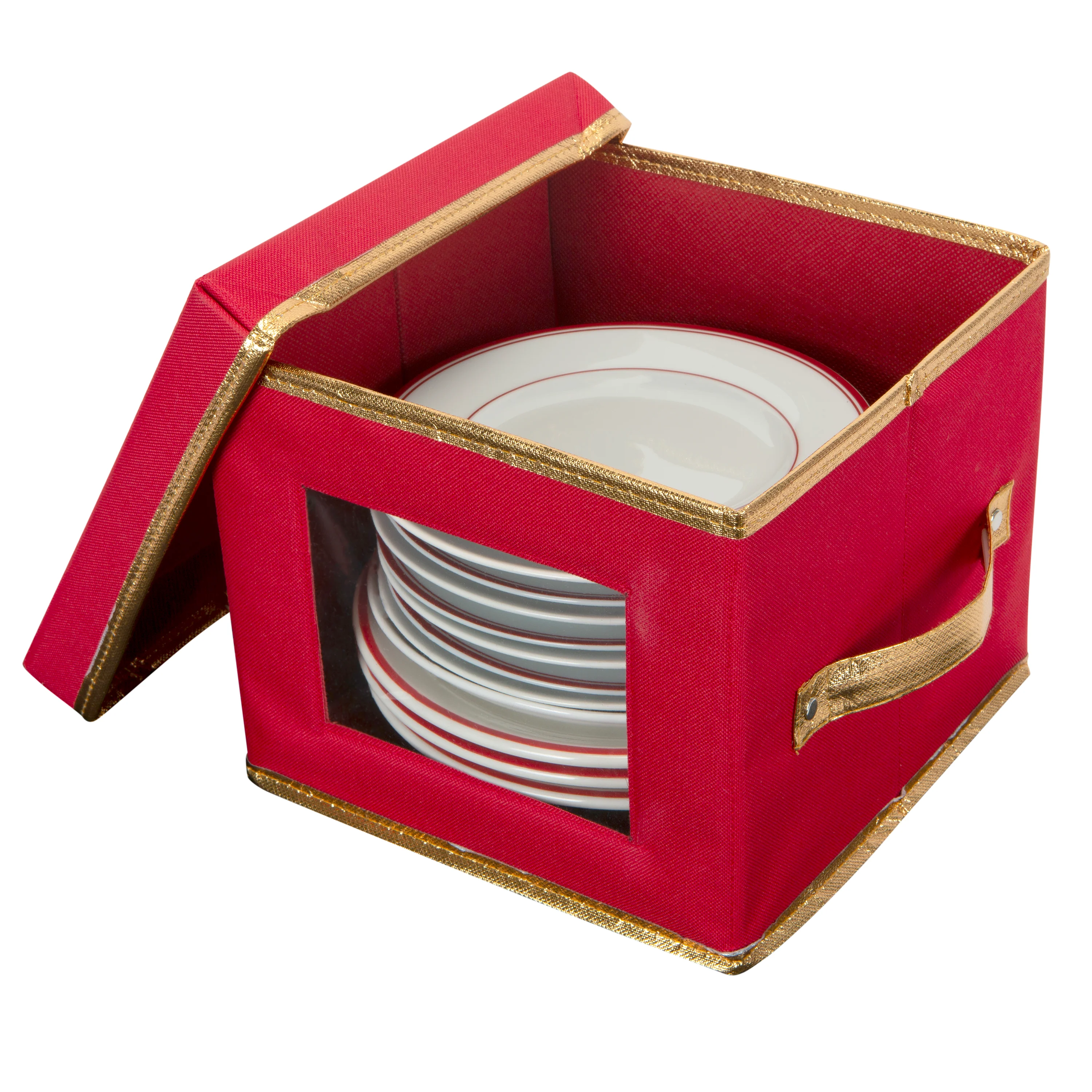 Simplify Holiday Salad Plate Dinnerware Storage Box with 12 Felt Dividers - Image 2