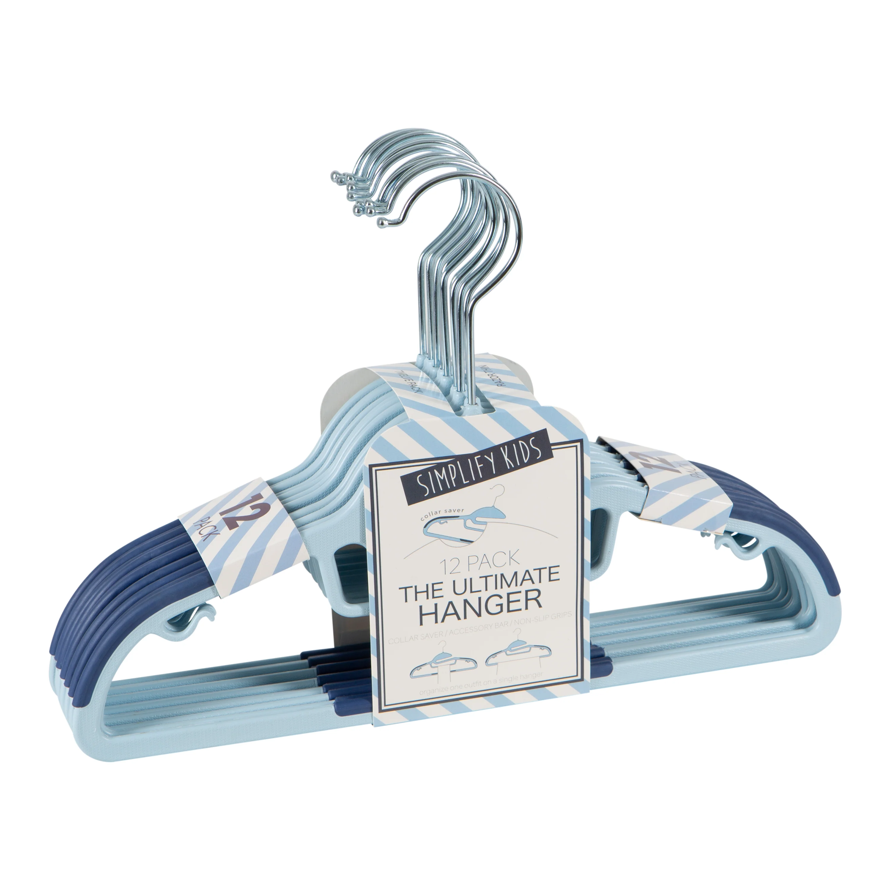 Simplify Kids 12 Pack Collar Saver Ultimate Hangers in Blue