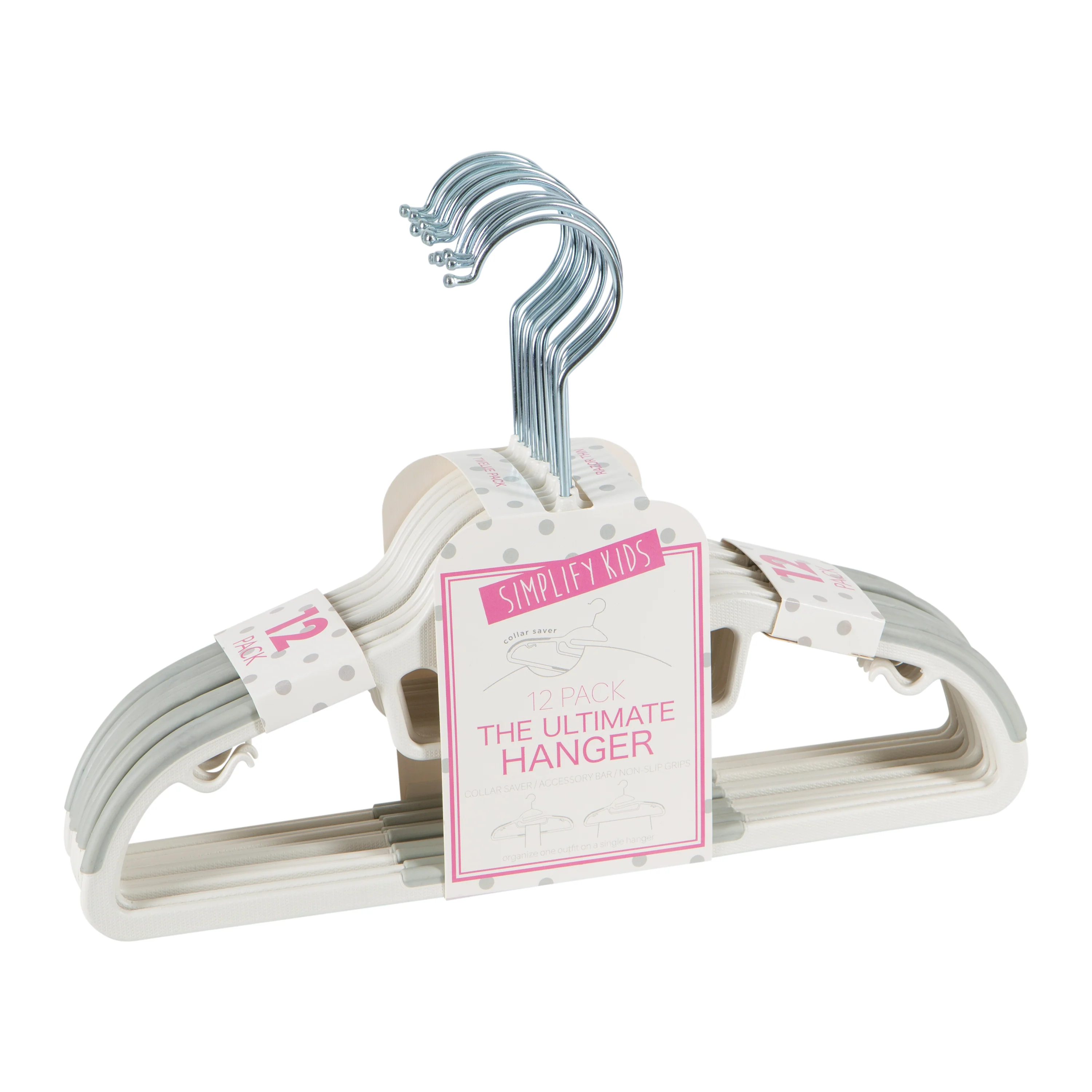 Simplify Kids 12 Pack Collar Saver Ultimate Hangers in White