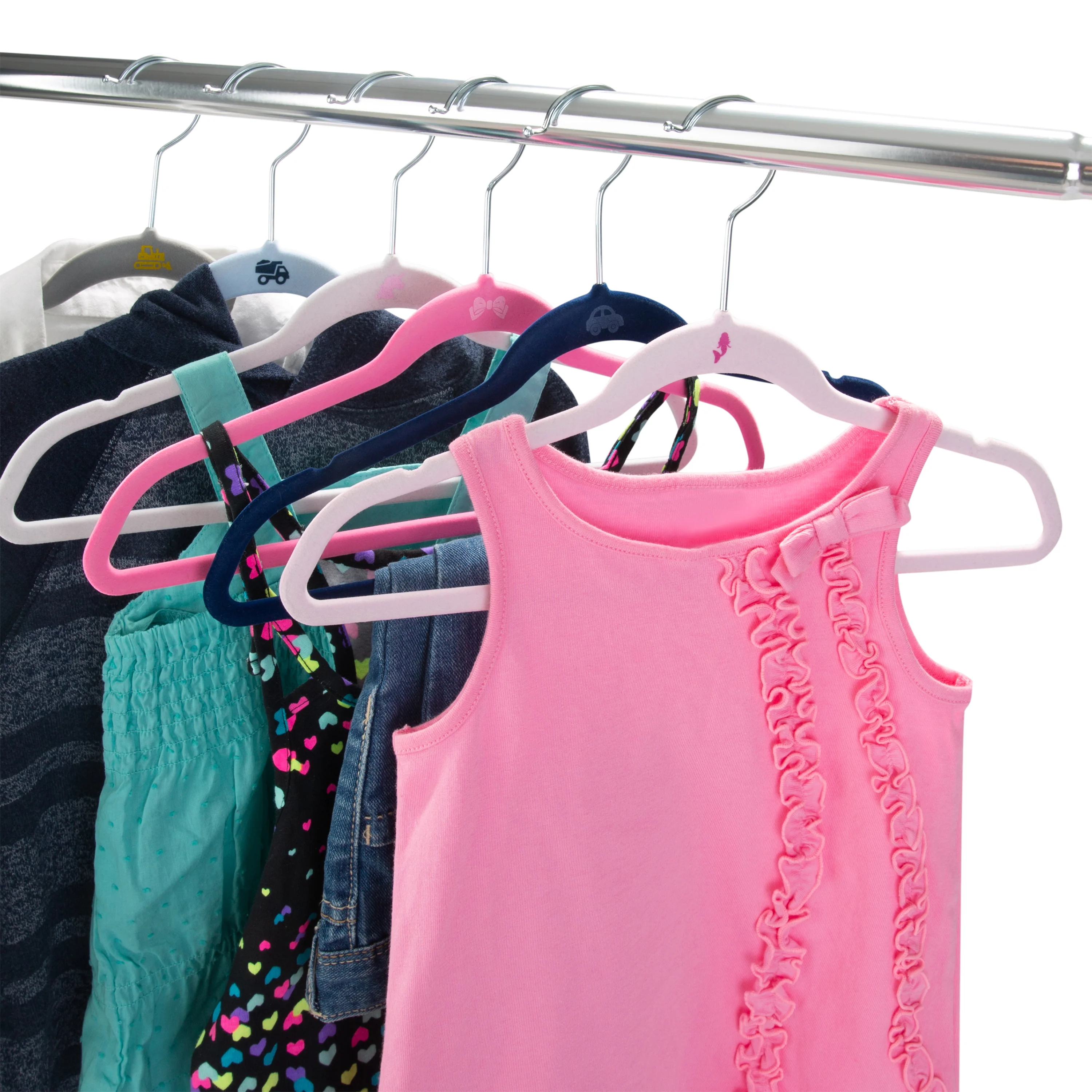 Simplify Kids 25 Pack Velvet Hangers in Pink - Image 4