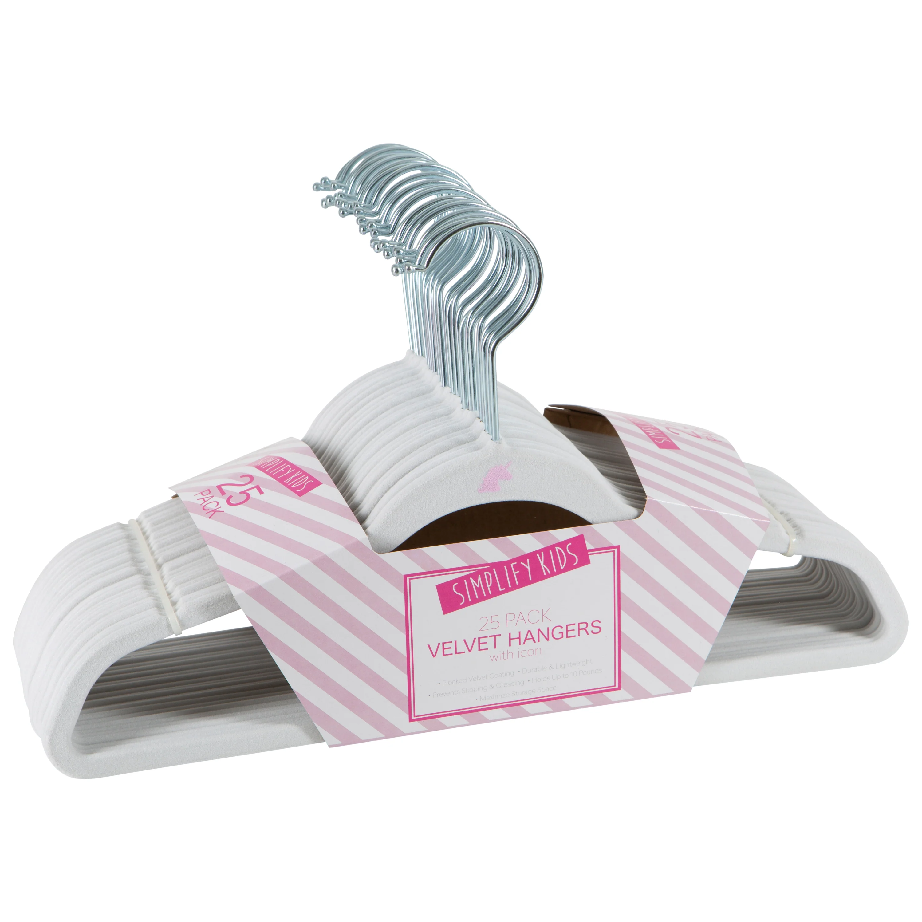 Simplify Kids 25 Pack Velvet Hangers in White