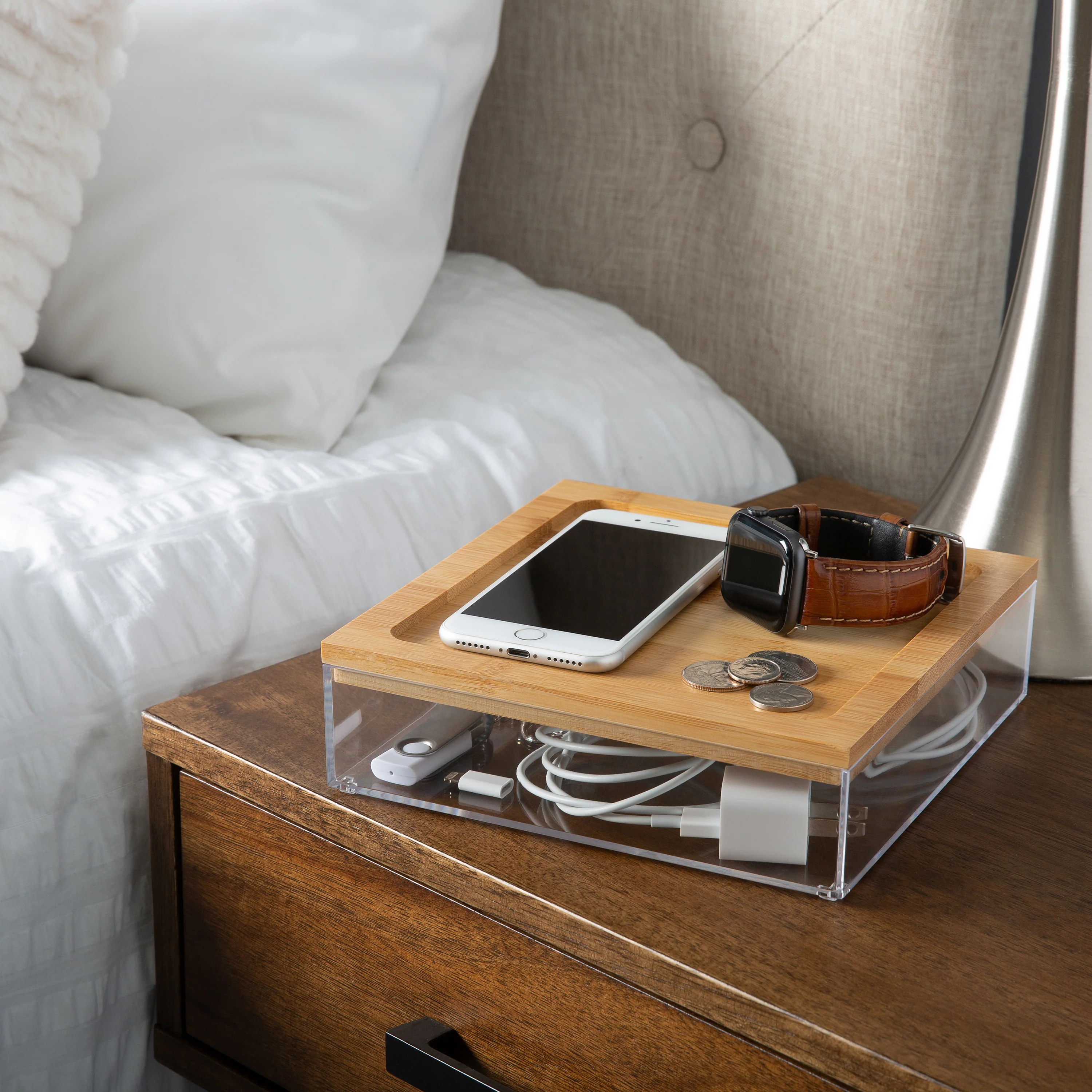 Simplify Large Clear Organizer with Bamboo Lid - Image 4