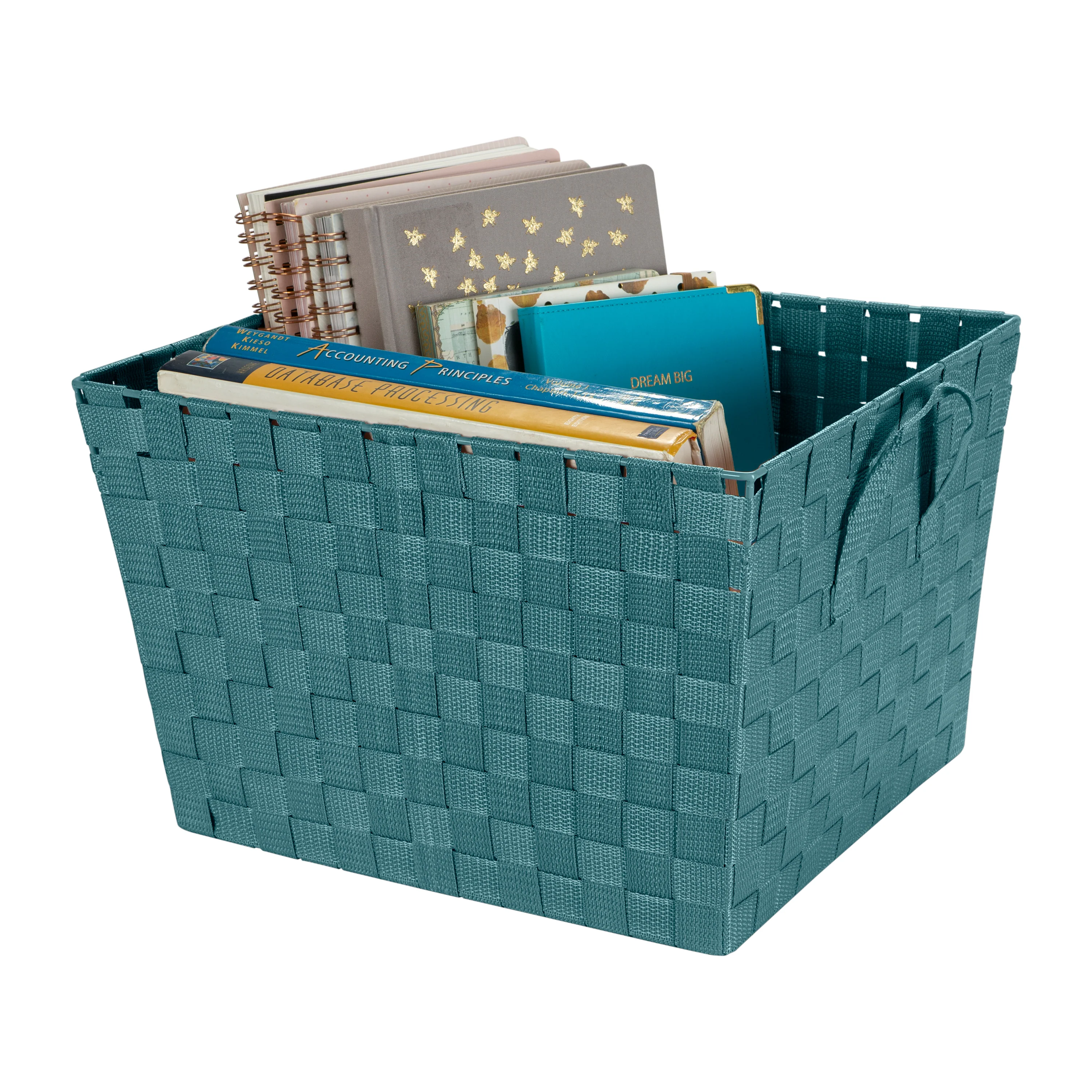 Simplify Large Woven Storage Bin in Sapphire - Image 4