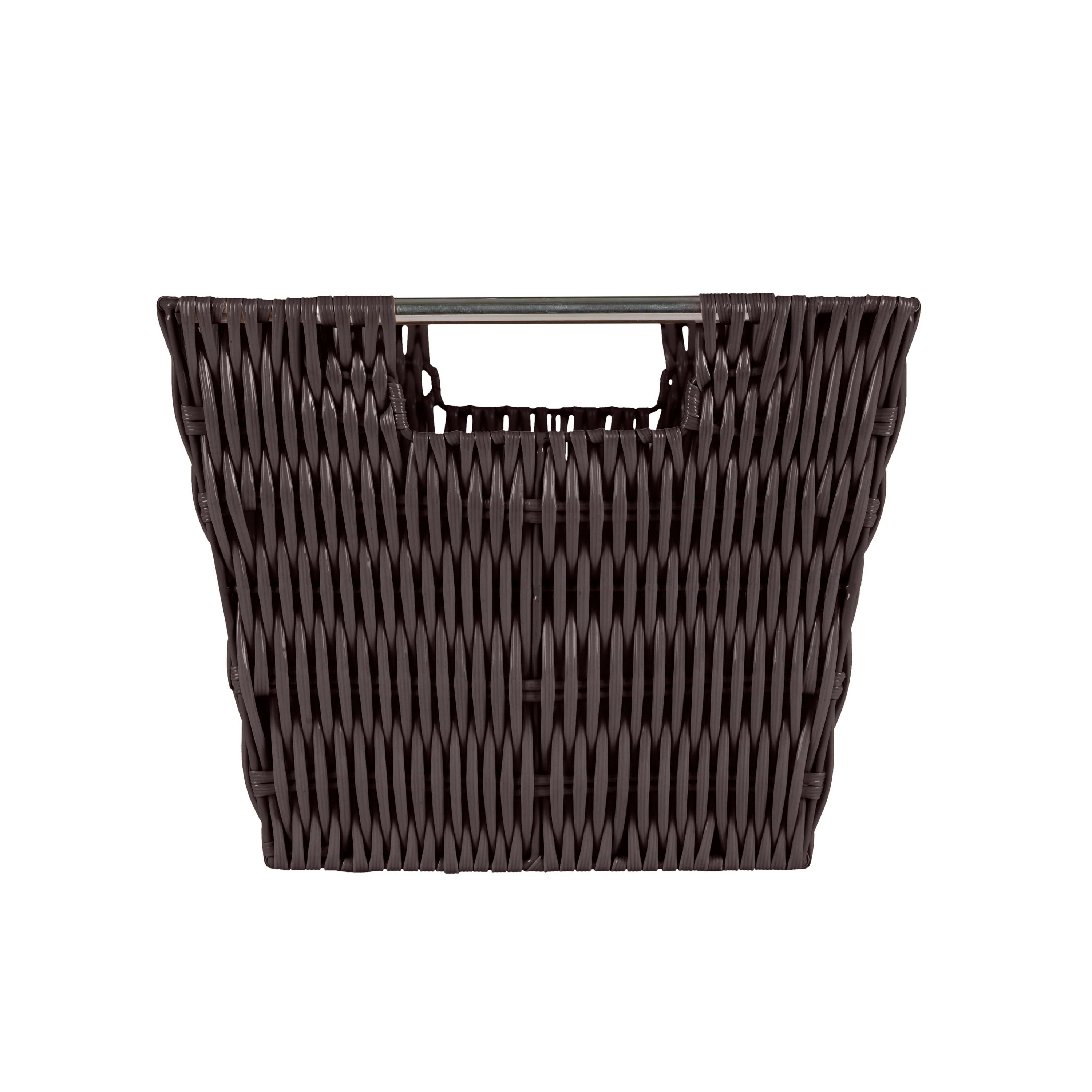 Simplify Medium Rattan Storage Tote Basket in Chocolate - Image 2