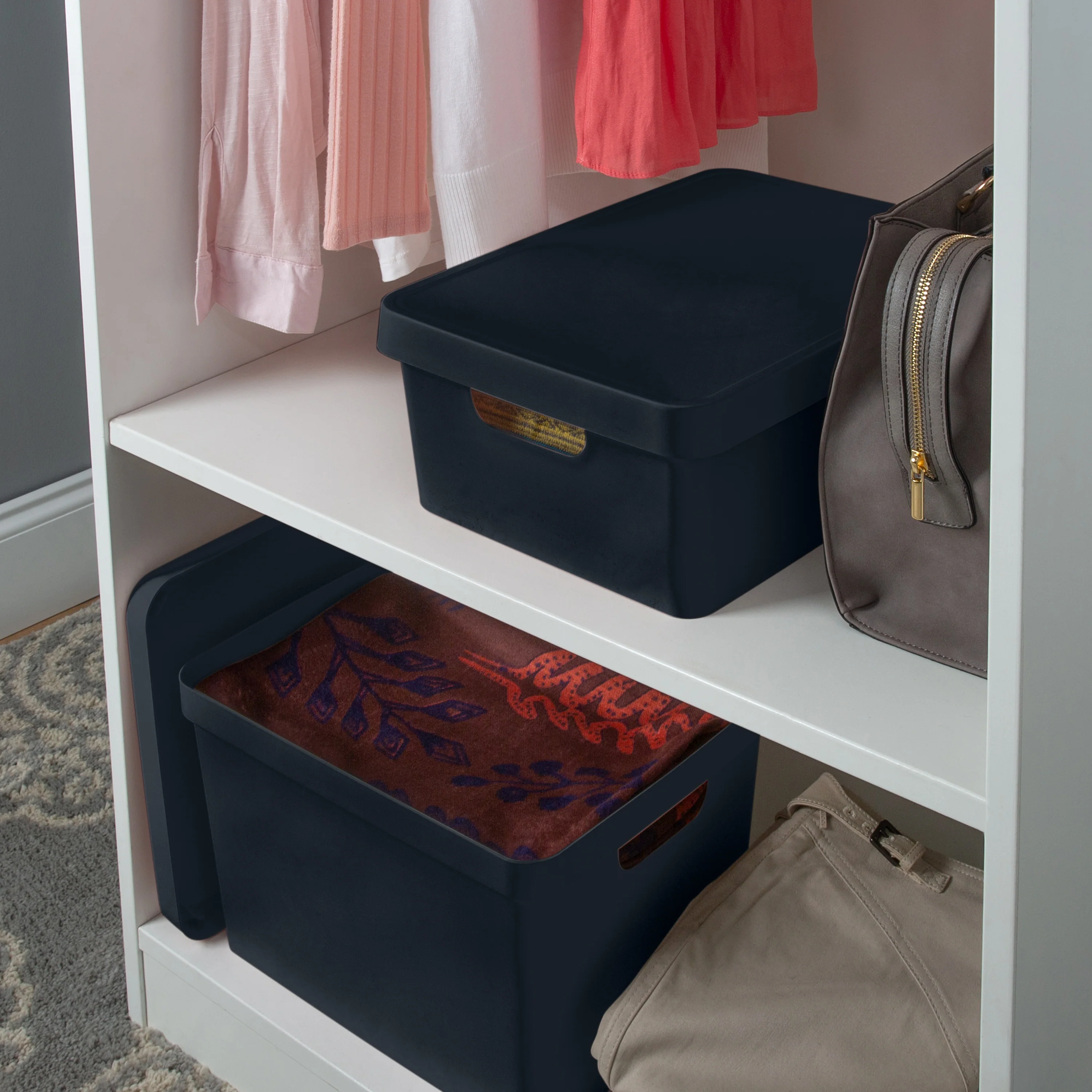 Simplify Medium Vinto Storage Box with Lid in Charcoal - Image 2