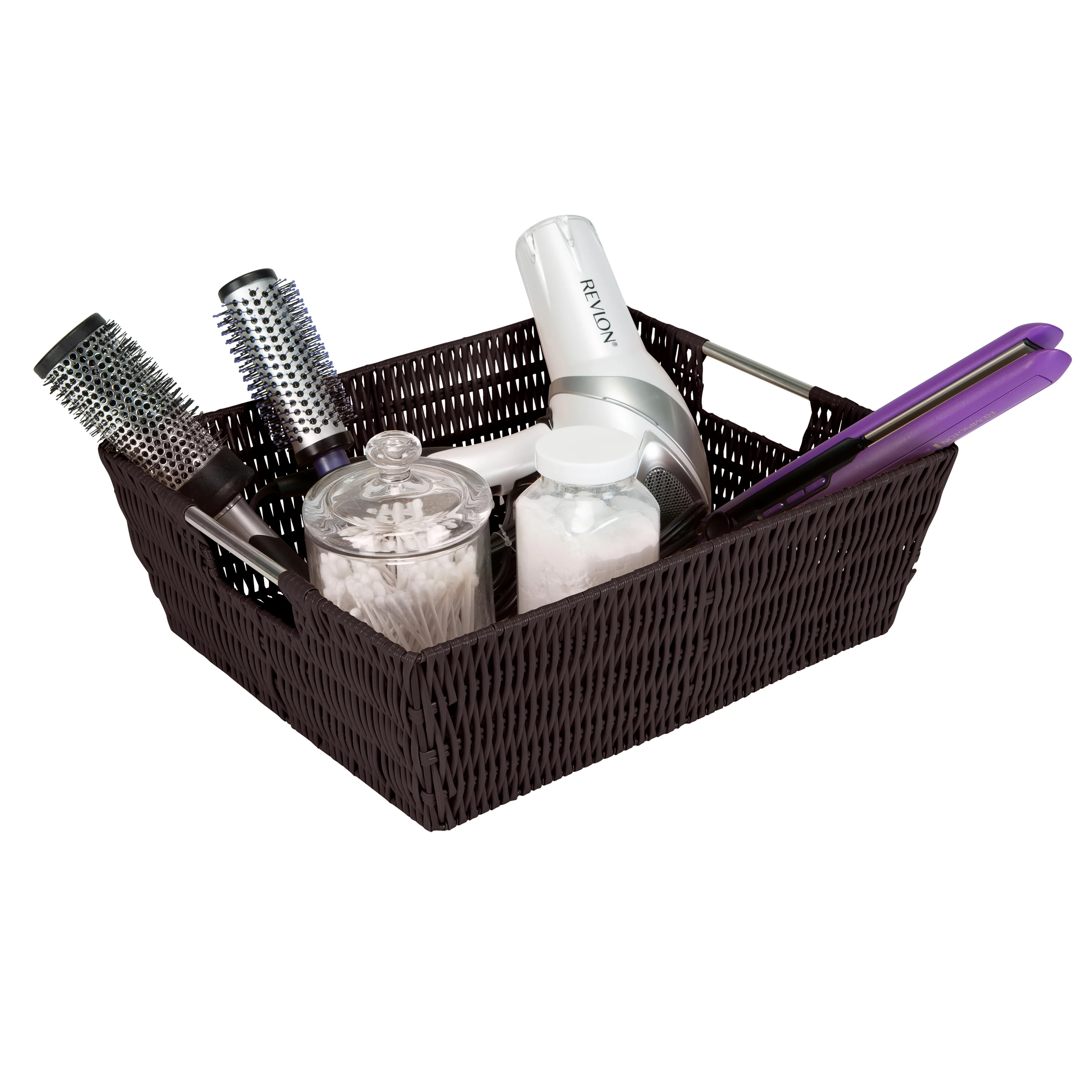 Simplify Shelf Storage Rattan Tote Basket in Chocolate - Image 3