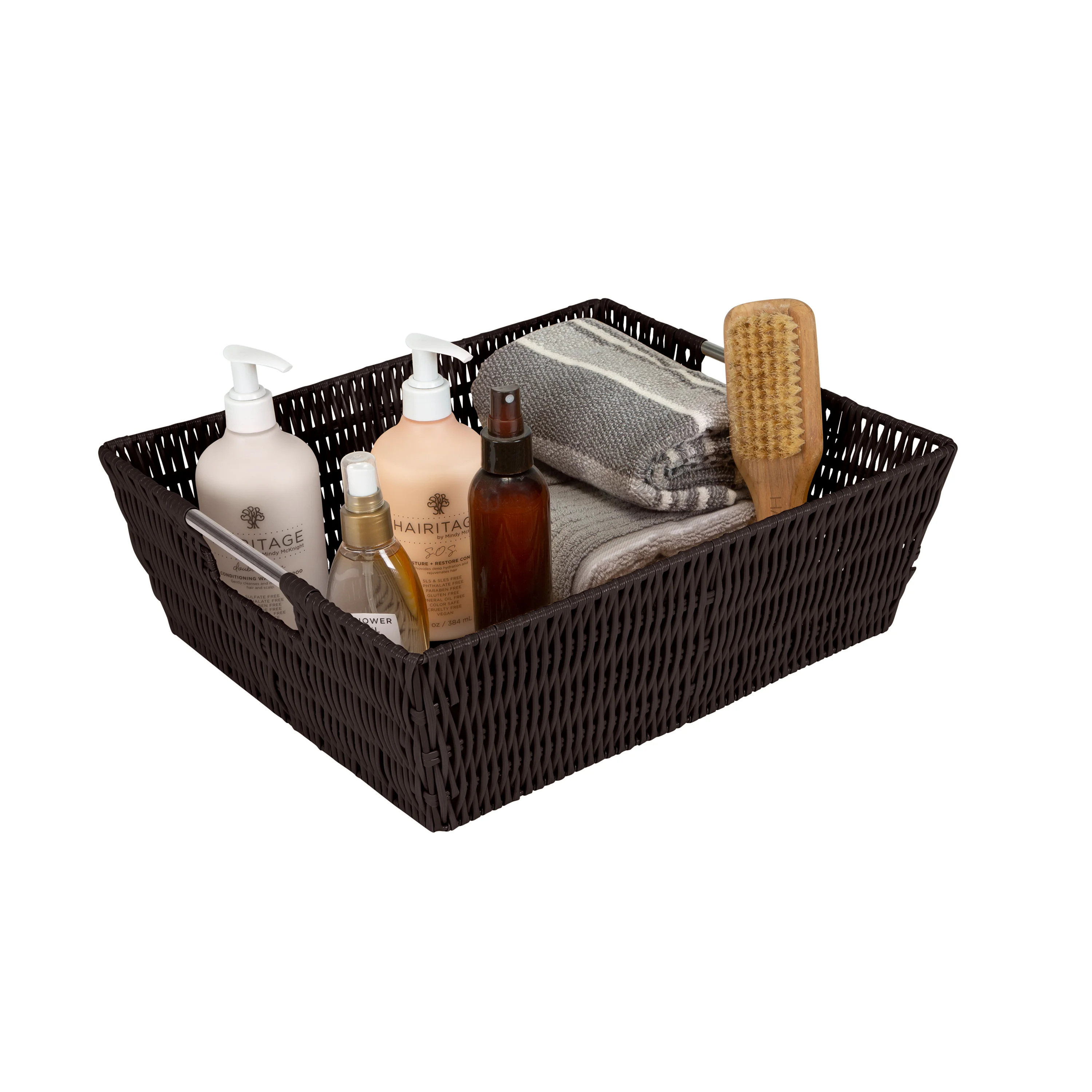 Simplify Shelf Storage Rattan Tote Basket in Chocolate - Image 4