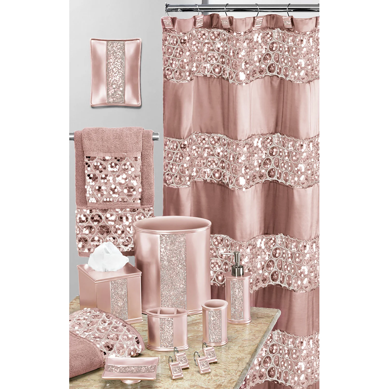 Sinatra Complete Bath Ensemble Decor Set, Blush, All Sold Separately - Image 10