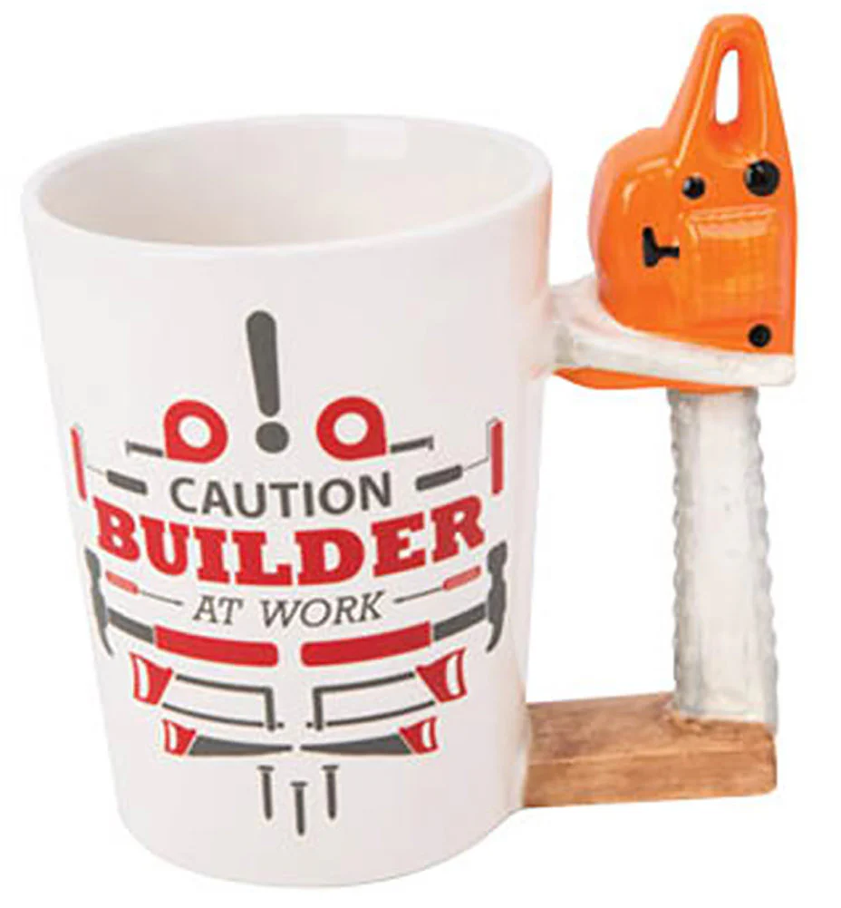 Sip Of Art Ceramic Tools Shaped Handle Mug Set, Chain Saw-Screw Driver, 12 Ounces (Pack of 2) - Image 2