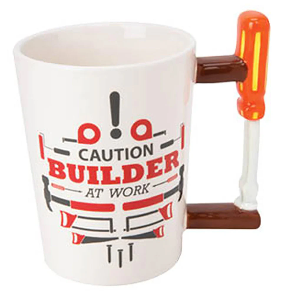 Sip Of Art Ceramic Tools Shaped Handle Mug Set, Chain Saw-Screw Driver, 12 Ounces (Pack of 2) - Image 3
