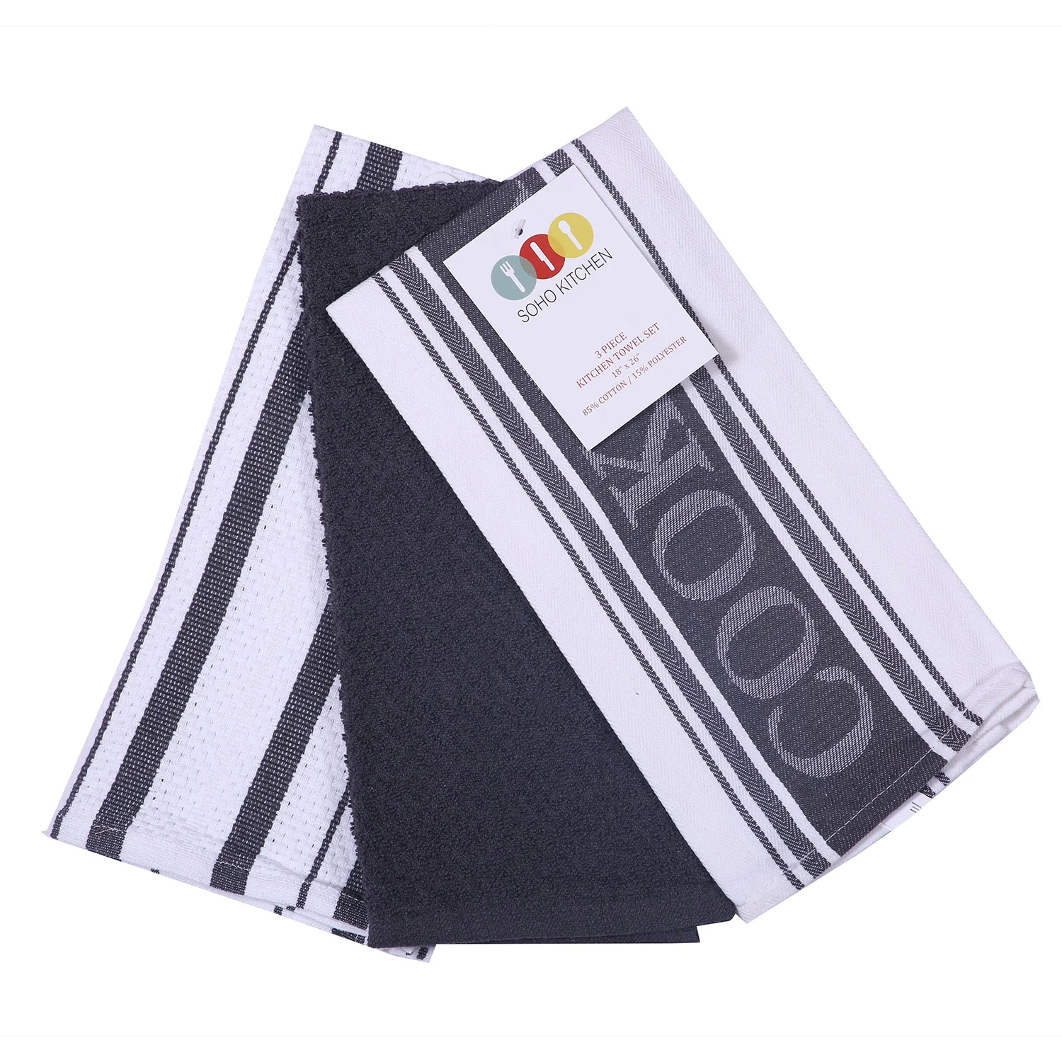 Soho 3-Piece Cool Kitchen Towel Set, 18x26 Inches