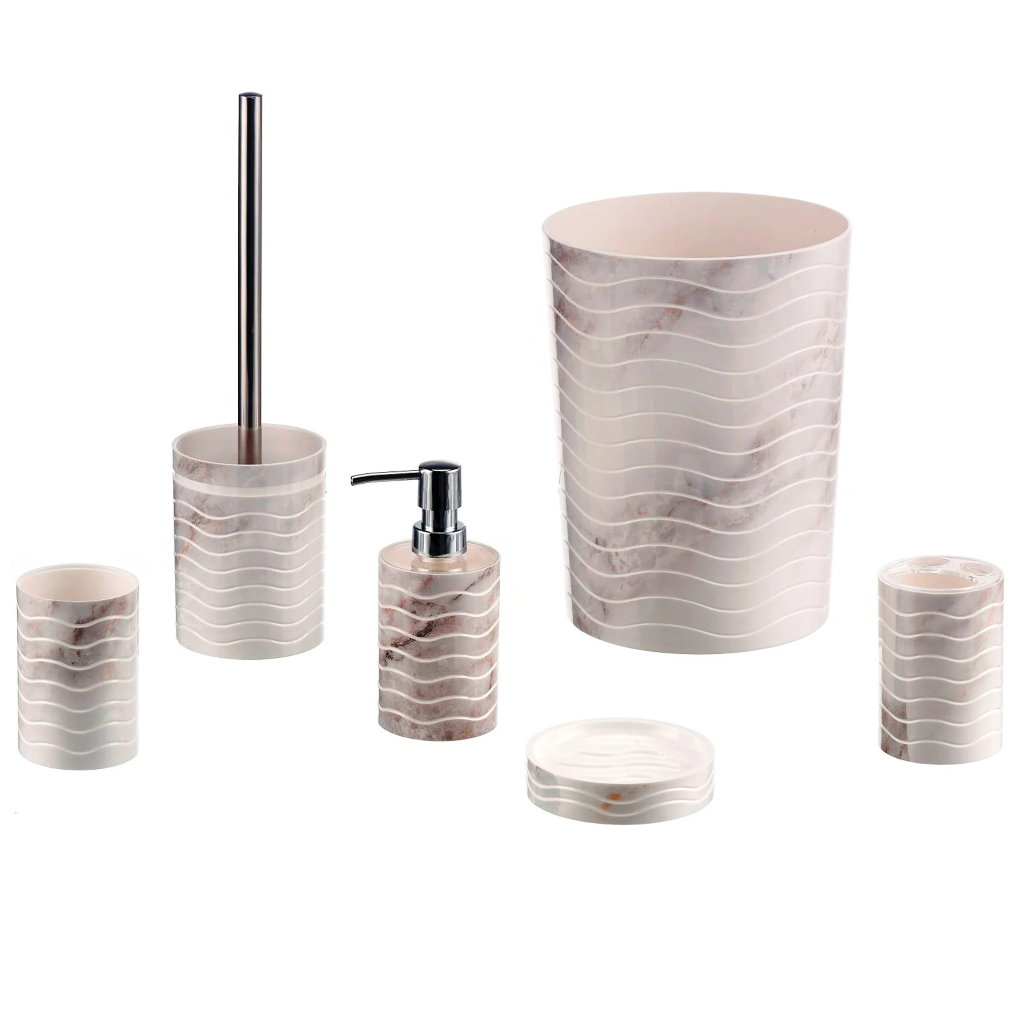 Soho 6-Piece Wavy Design Complete Bathroom Accessory Set - Image 3
