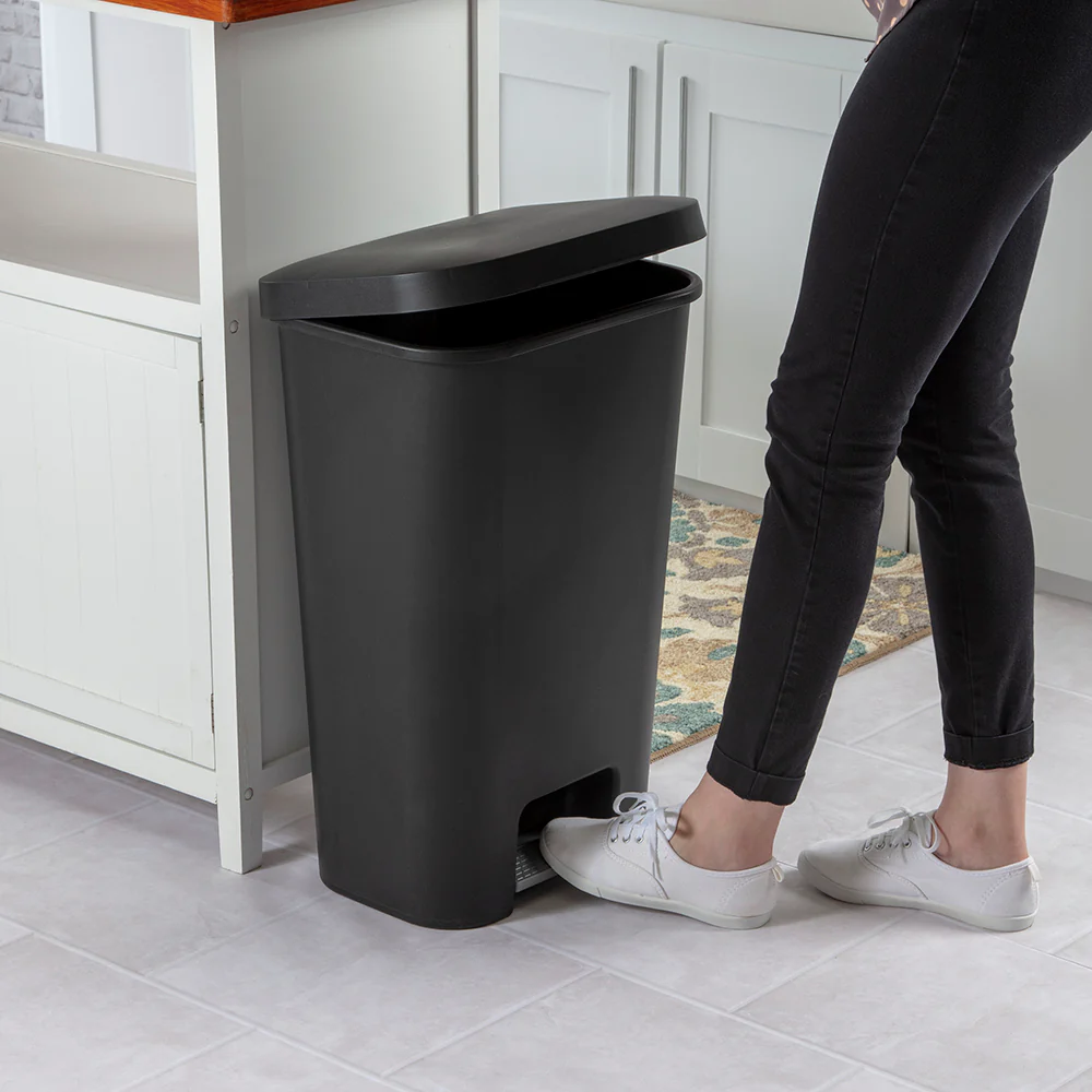 Sterilite 11.9 Gallon StepOn Wastebasket, Black - Image 2