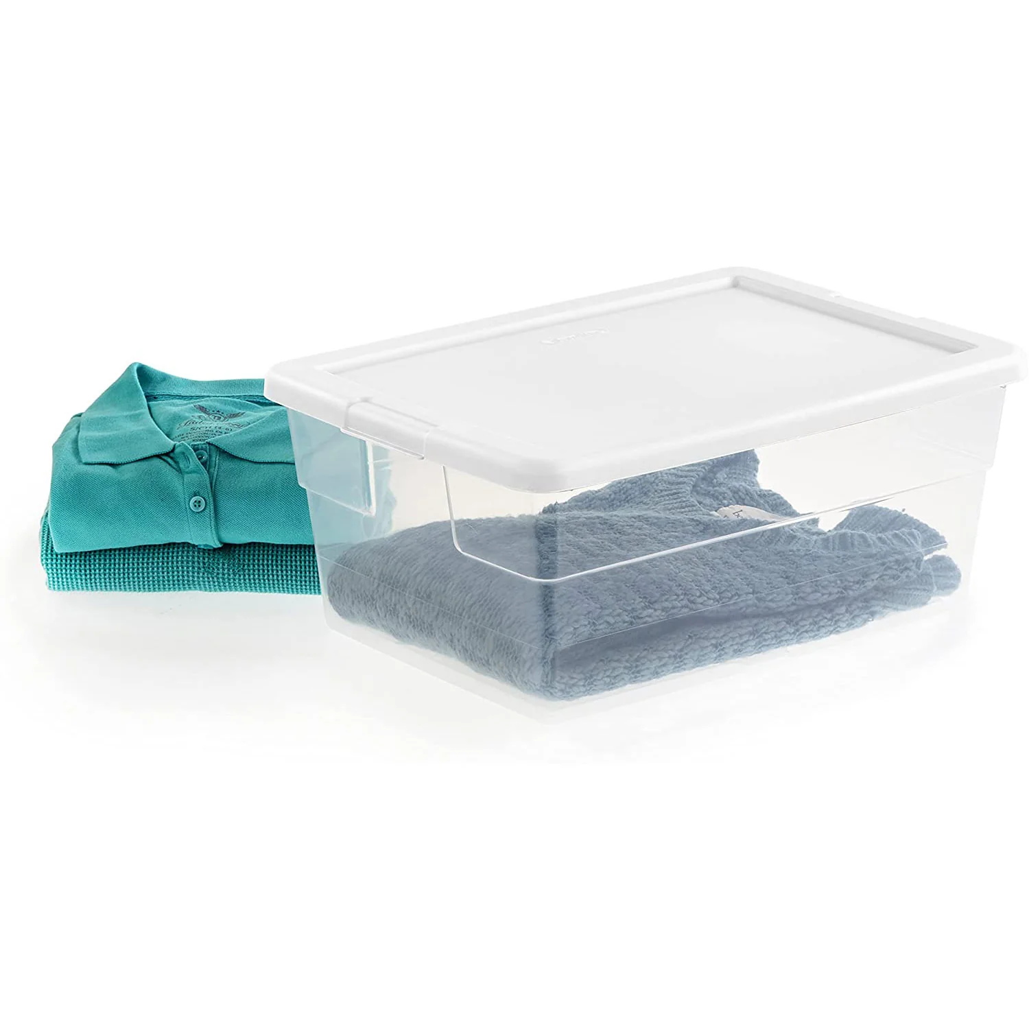 Sterilite Basic Clear Storage Box with White Lid, 16 Quart, 16.75x11.8x7 Inches - Image 3