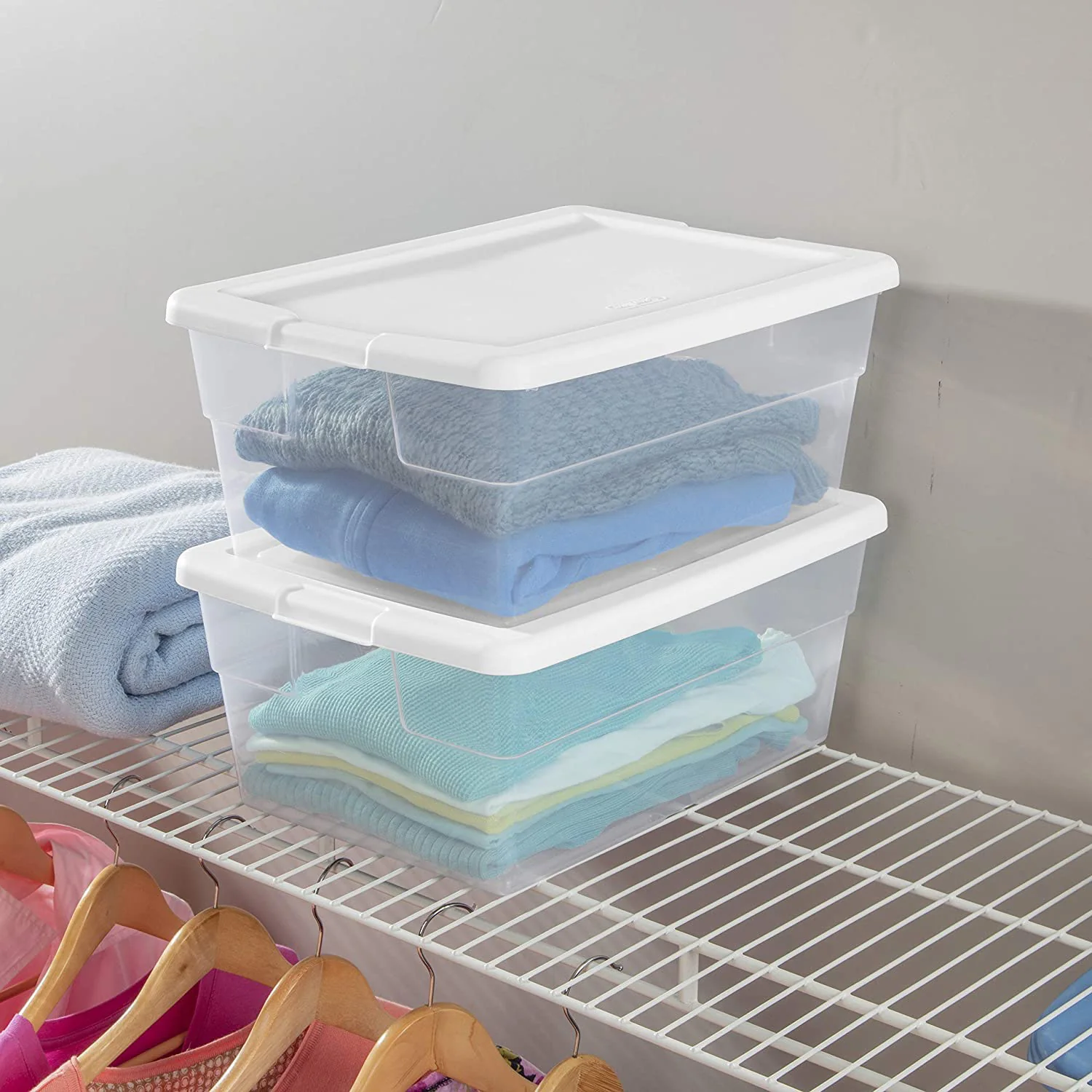 Sterilite Basic Clear Storage Box with White Lid, 16 Quart, 16.75x11.8x7 Inches - Image 4