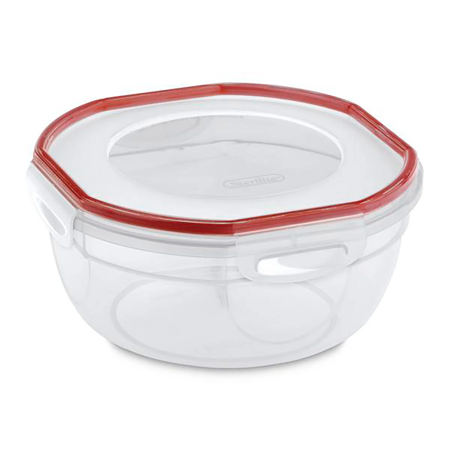 Sterilite Ultra Seal Bowl with Latches, 2.5 Quart, Clear- Rocket Red
