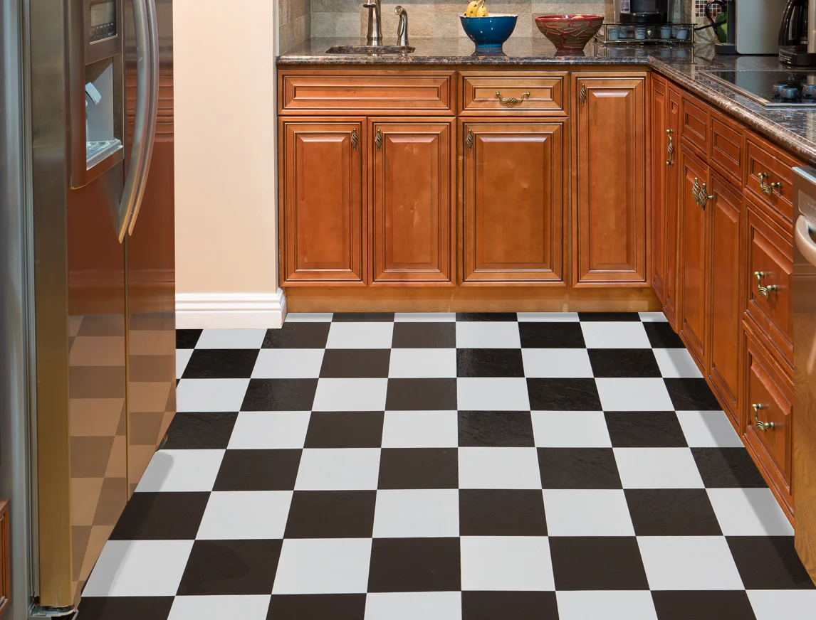 Sterling Black & White 12x12 Self Adhesive Vinyl Floor Tile - 20 Tiles/20 sq. ft. - Image 2