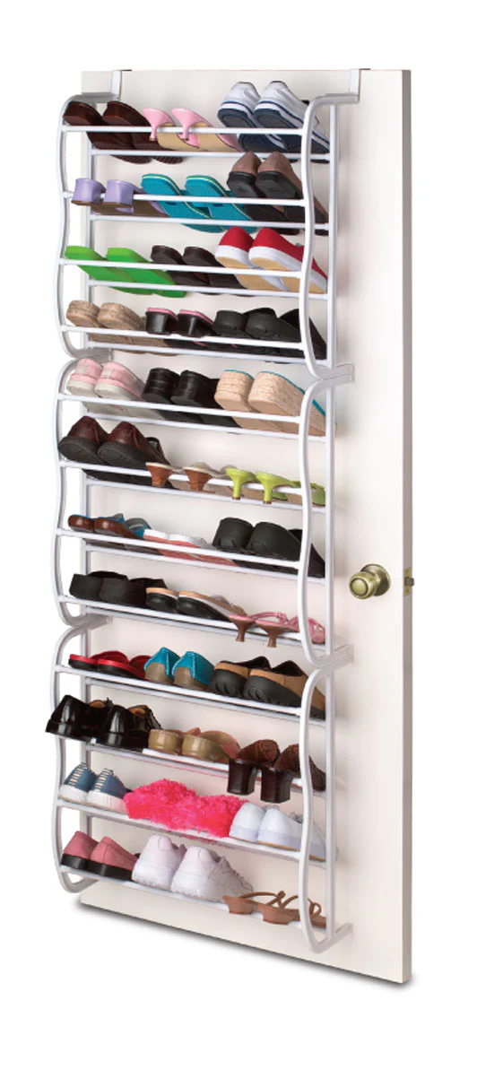 Sunbeam 36-Pairs Over-The-Door Shoe Rack, White, 71x7.5x22.5 Inches - Image 2