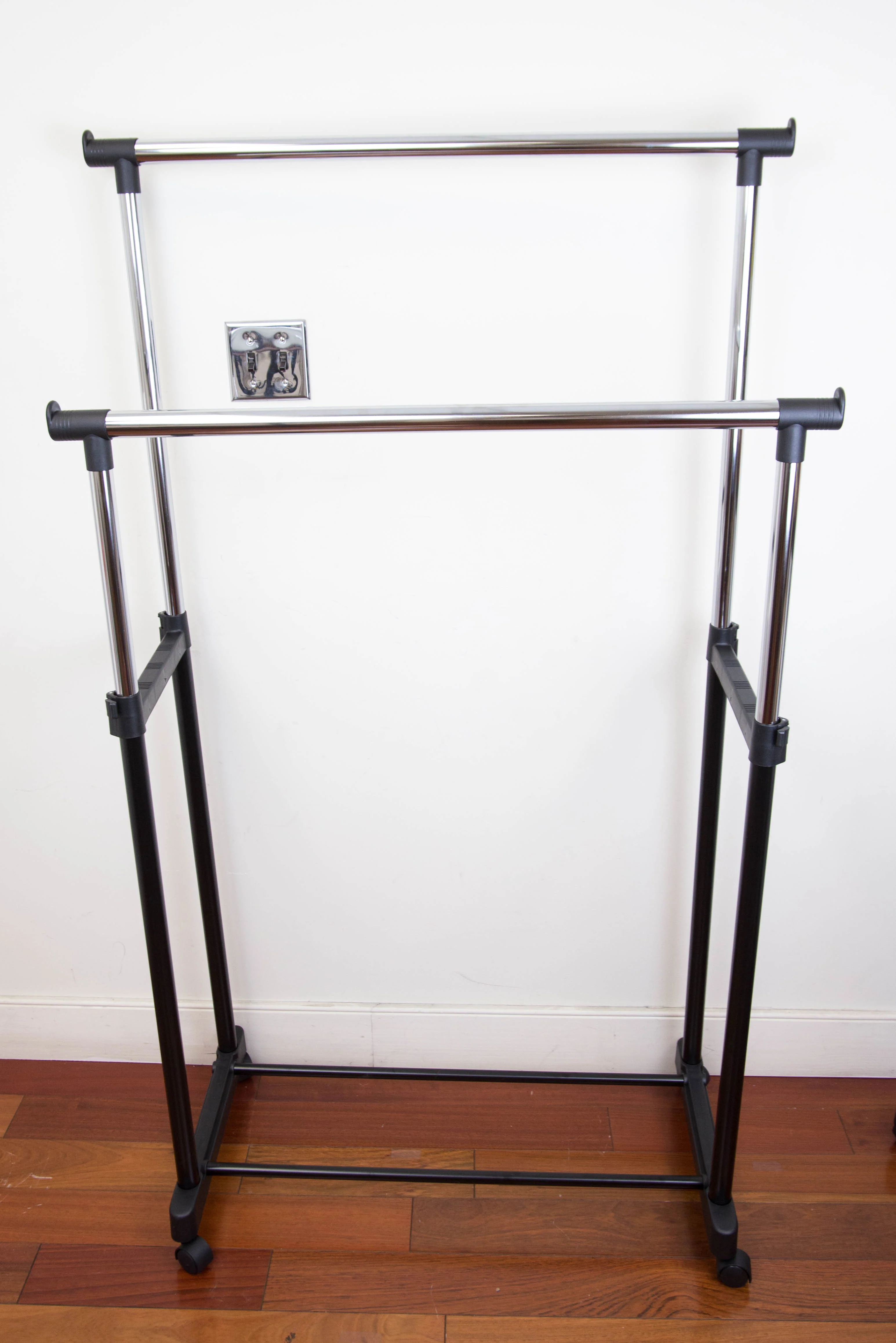 Sunbeam Chrome Plated Steel Double Garment Rack, Black, 32.75x17 Inches - Image 3