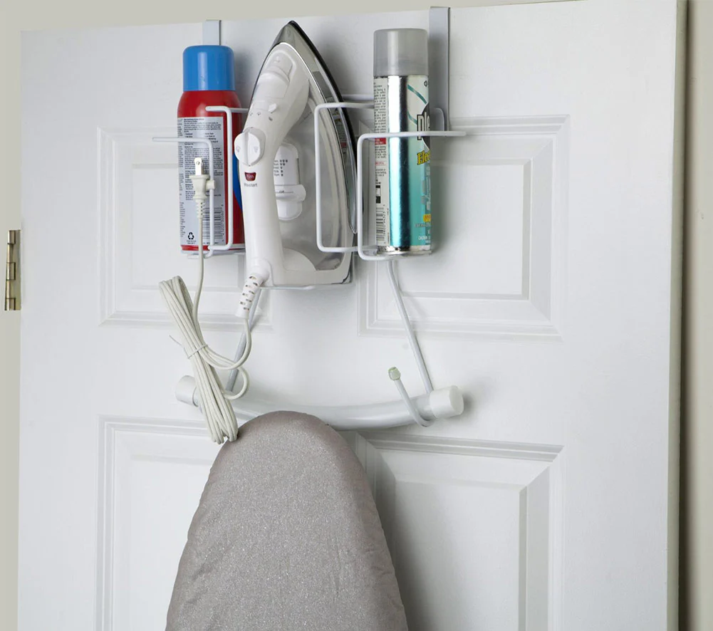 Sunbeam Over the Door Hanging Iron Board Holder and Organizer, White - Image 4