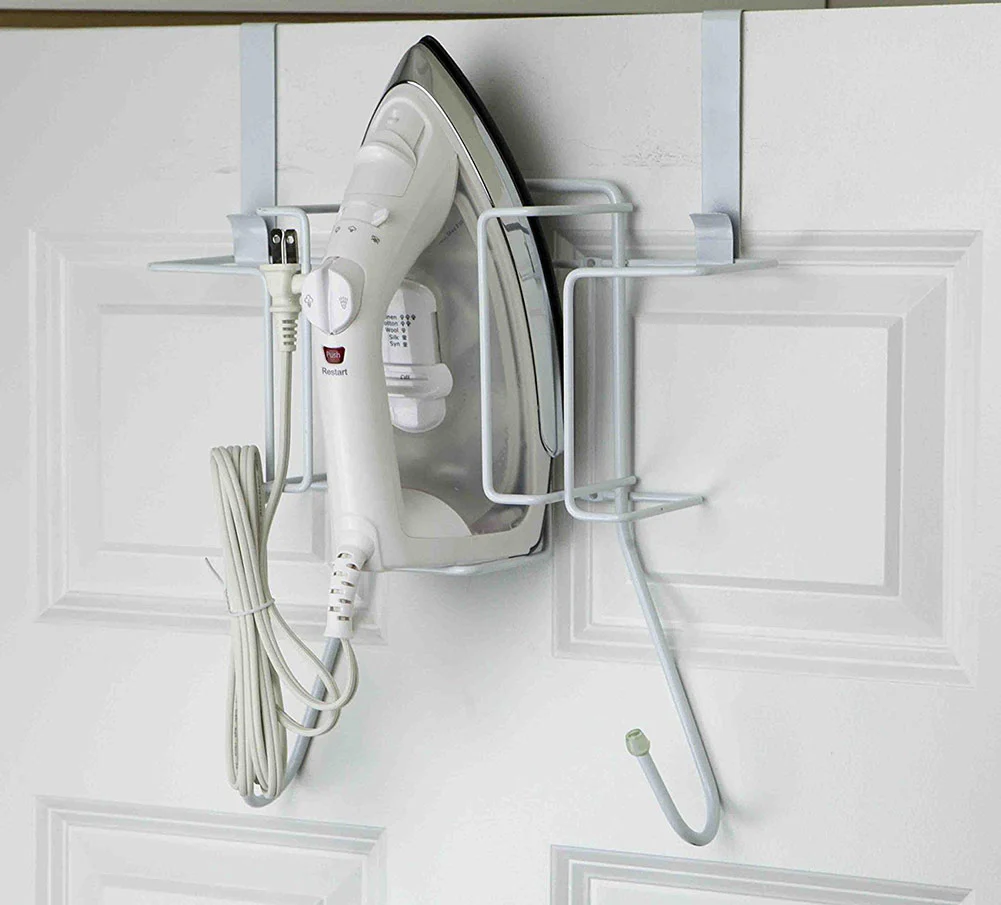 Sunbeam Over the Door Hanging Iron Board Holder and Organizer, White - Image 9