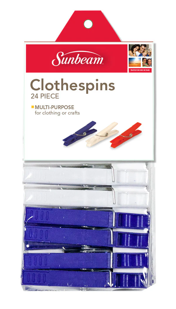 Sunbeam Plastic Clothespins, (Pack of 24), Multi-Color - Image 2