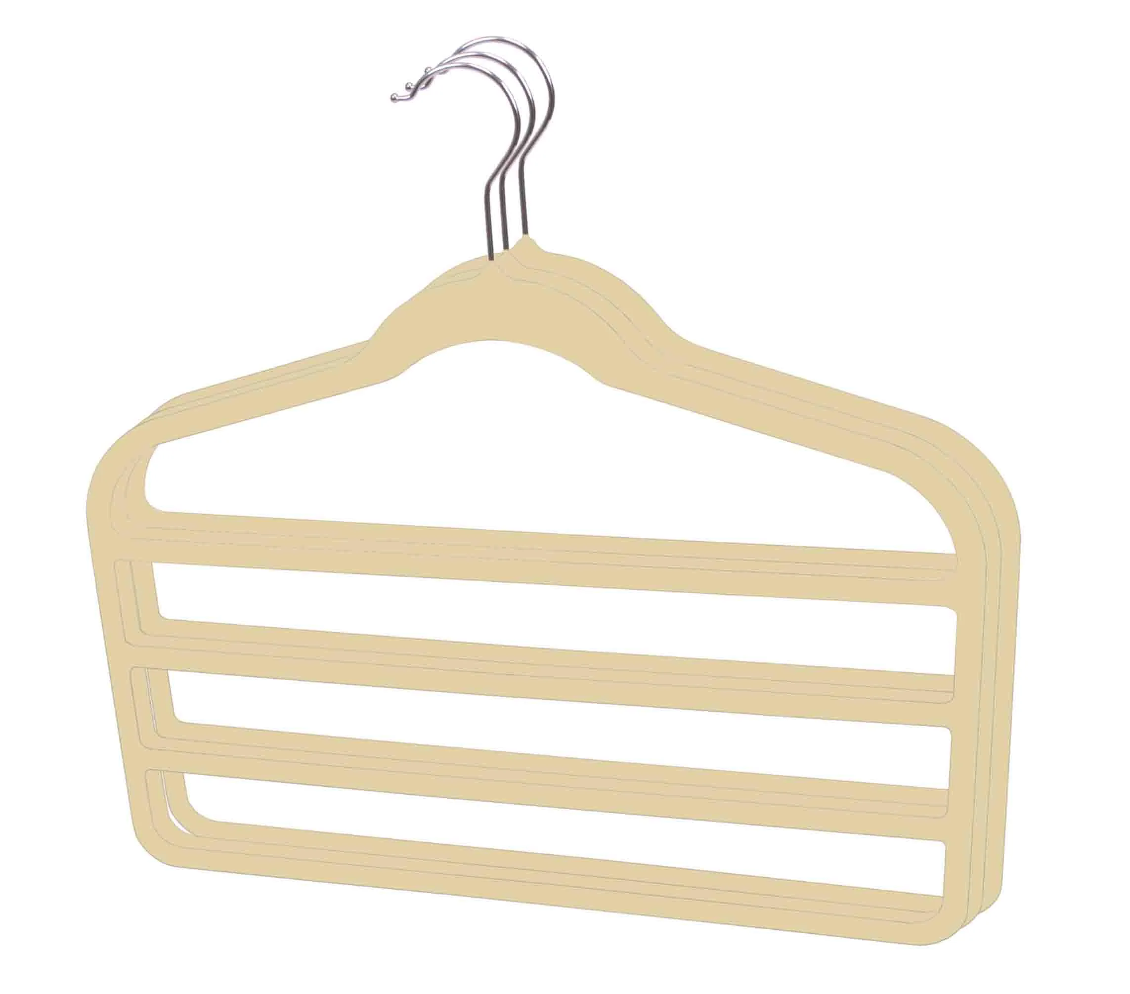 Sunbeam Velvet Trouser Hanger, (Pack of 3), Ivory