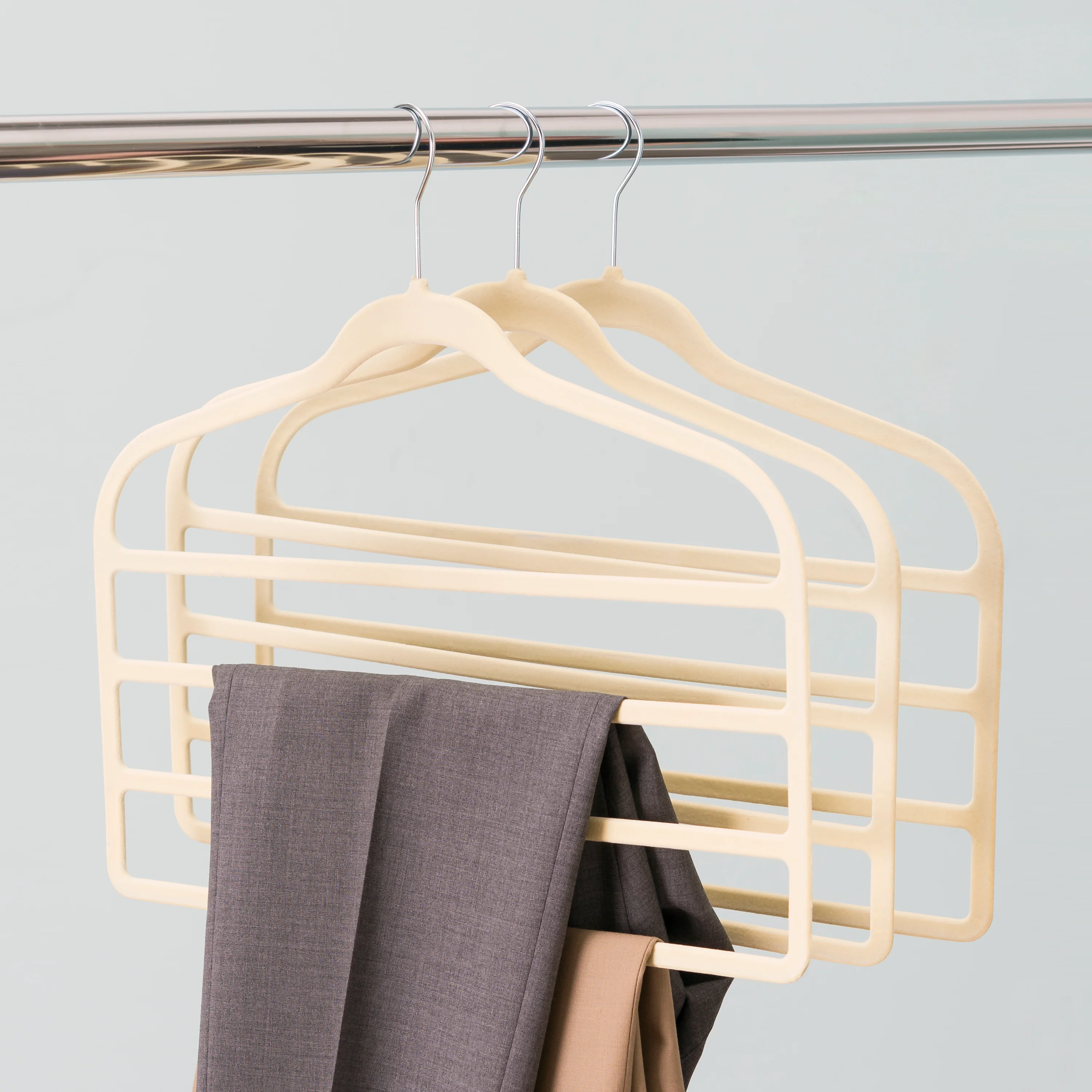 Sunbeam Velvet Trouser Hanger, (Pack of 3), Ivory - Image 5