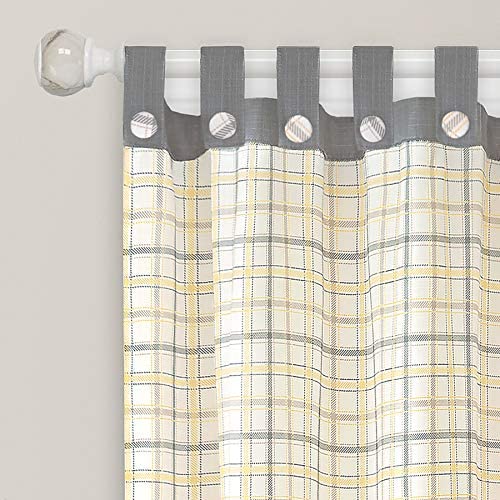 Tattersall Farmhouse Tab-Top Plaid Panel, Gray-Yellow, 52x84 Inches - Image 5