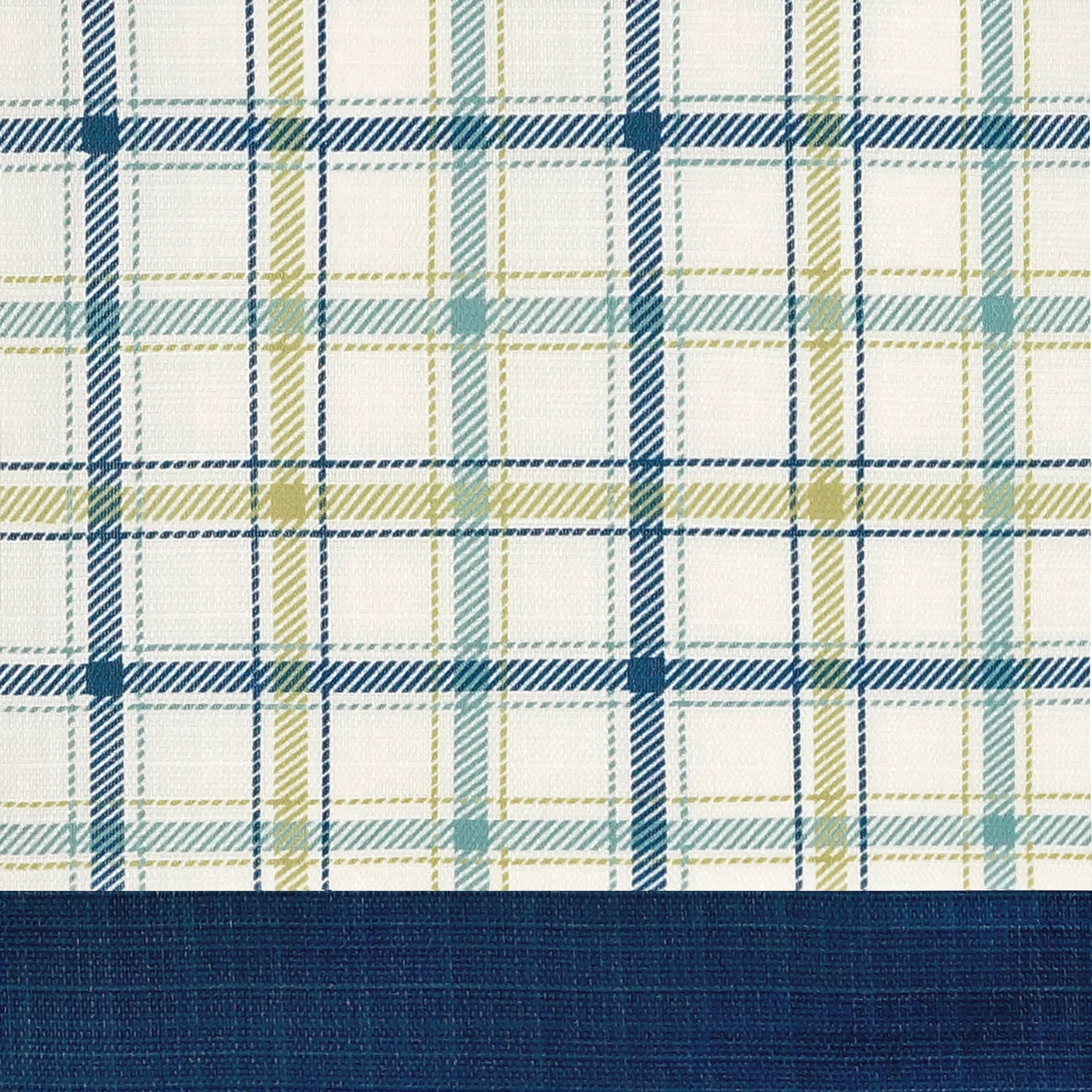 Tattersall Window Curtain Tier Pair and Valance Set - 58x24 - Navy - Image 3