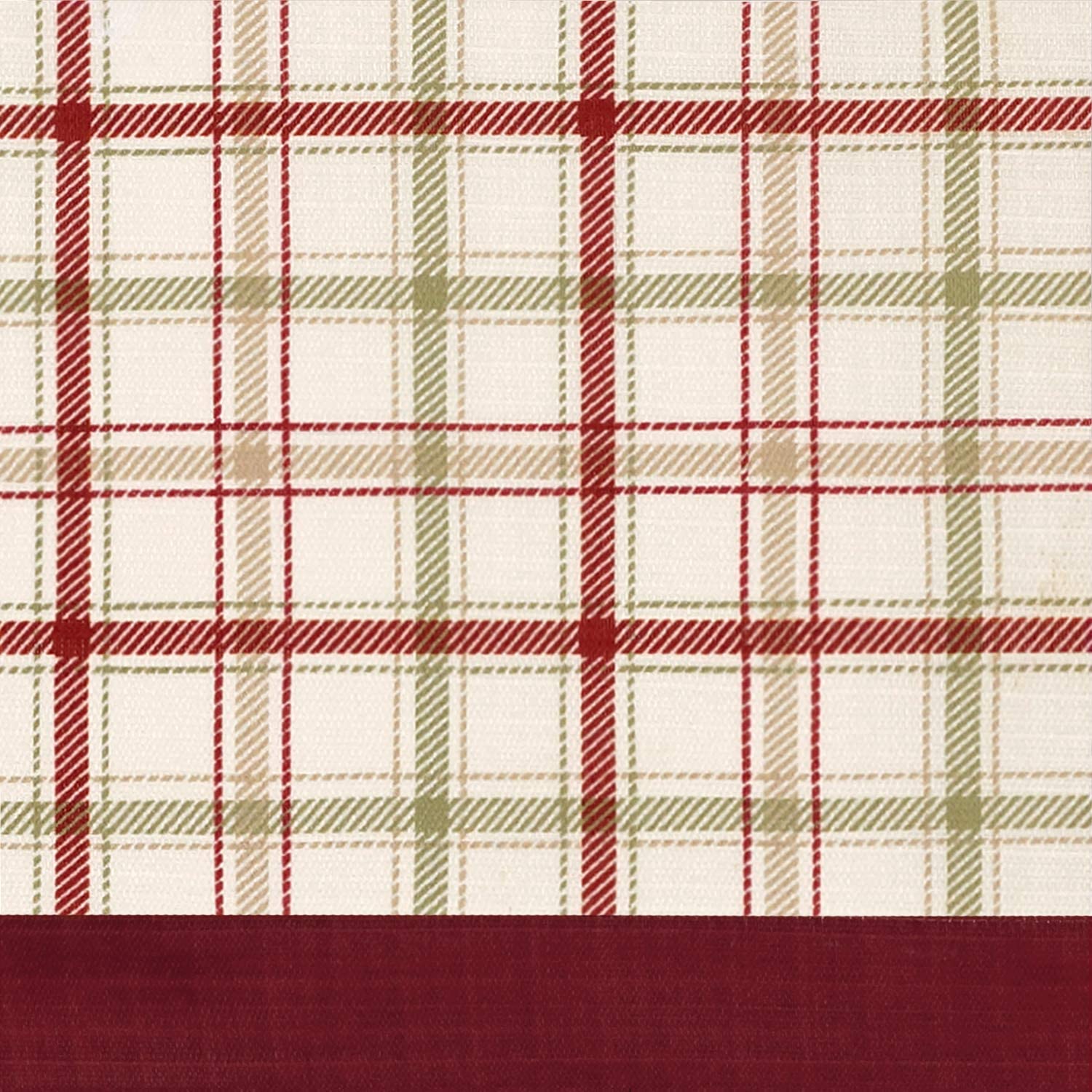 Tattersall Window Curtain Tier Pair and Valance Set - 58x36 - Burgundy - Image 7