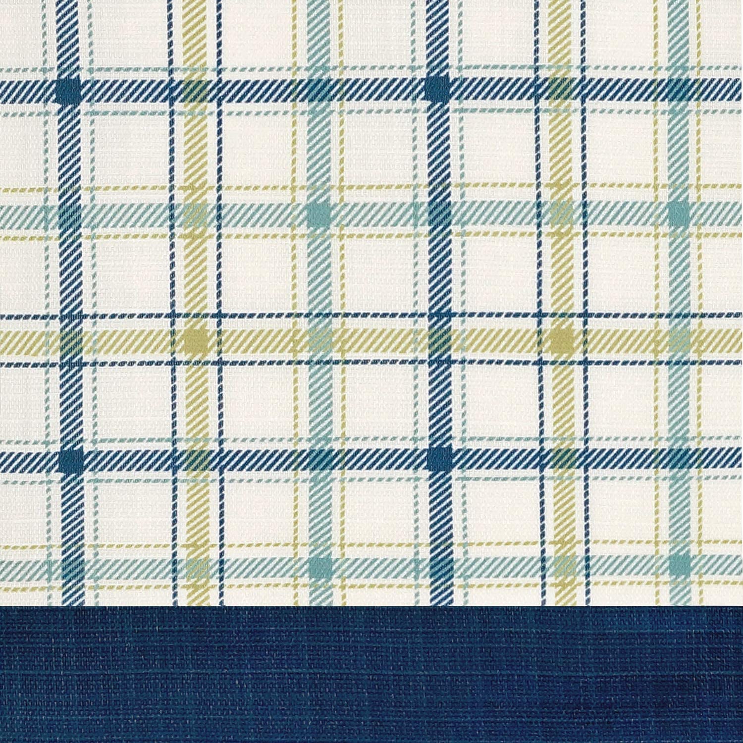Tattersall Window Curtain Tier Pair and Valance Set - 58x36 - Navy - Image 7