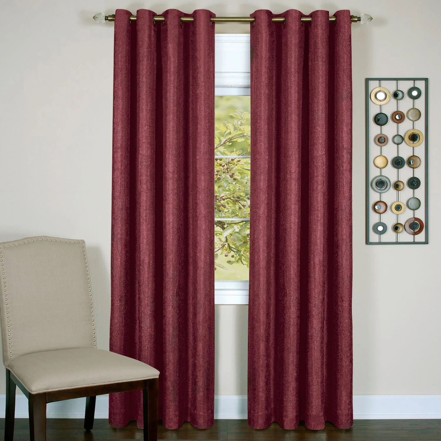 Taylor - Lined Grommet Window Curtain Panel - 50x63 Burgundy